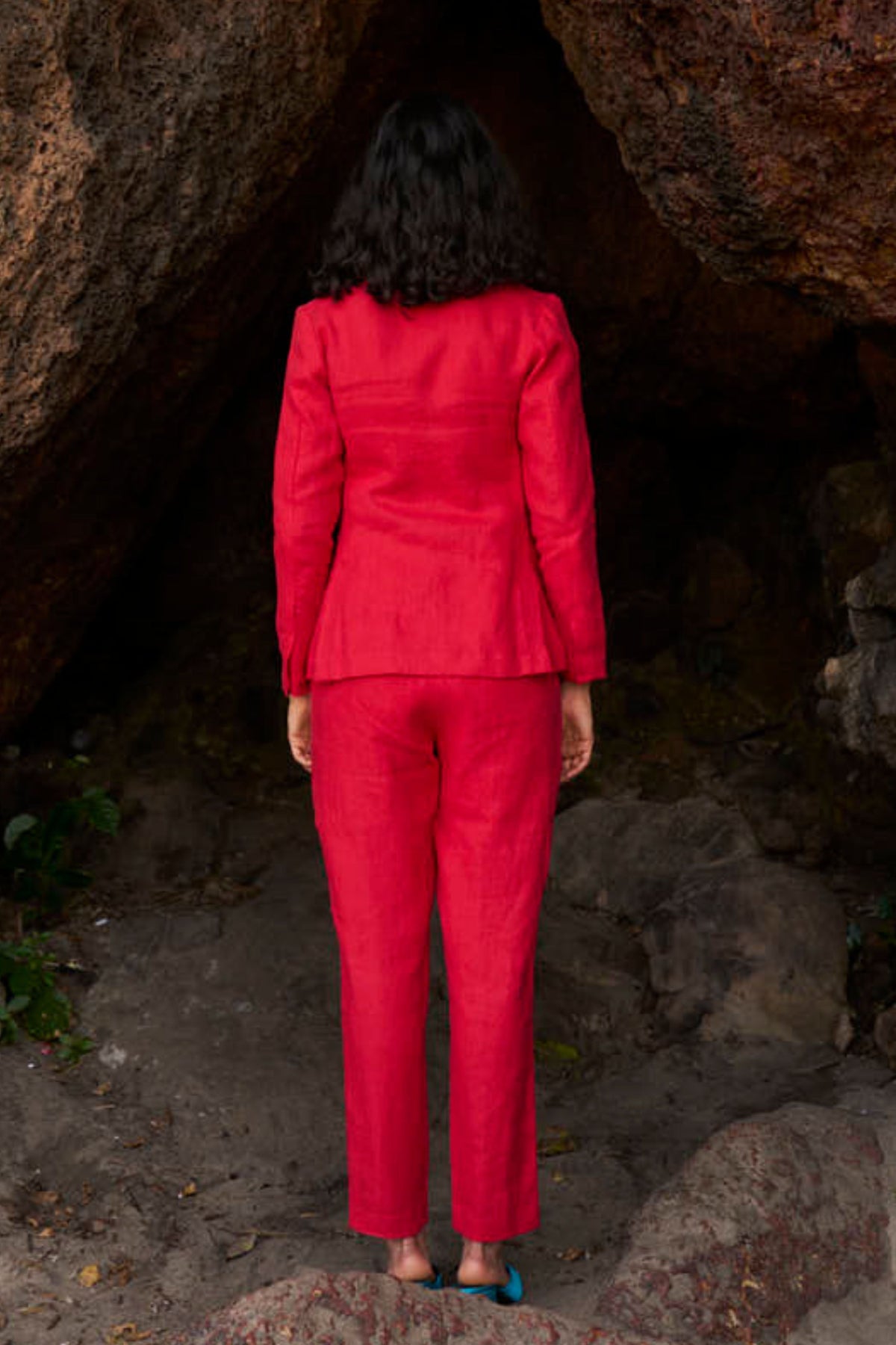 Red Linen Blazer