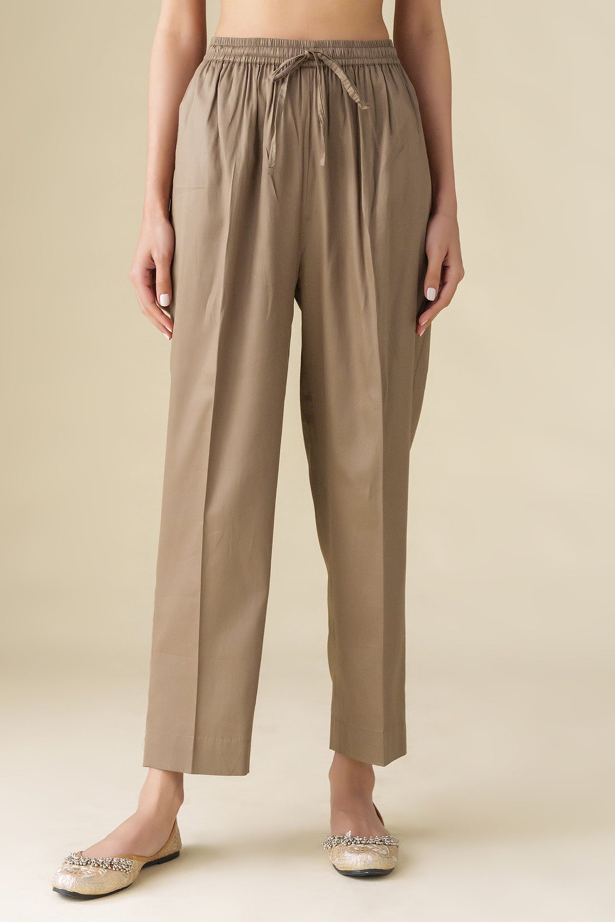 Brown Cotton Silk Pant