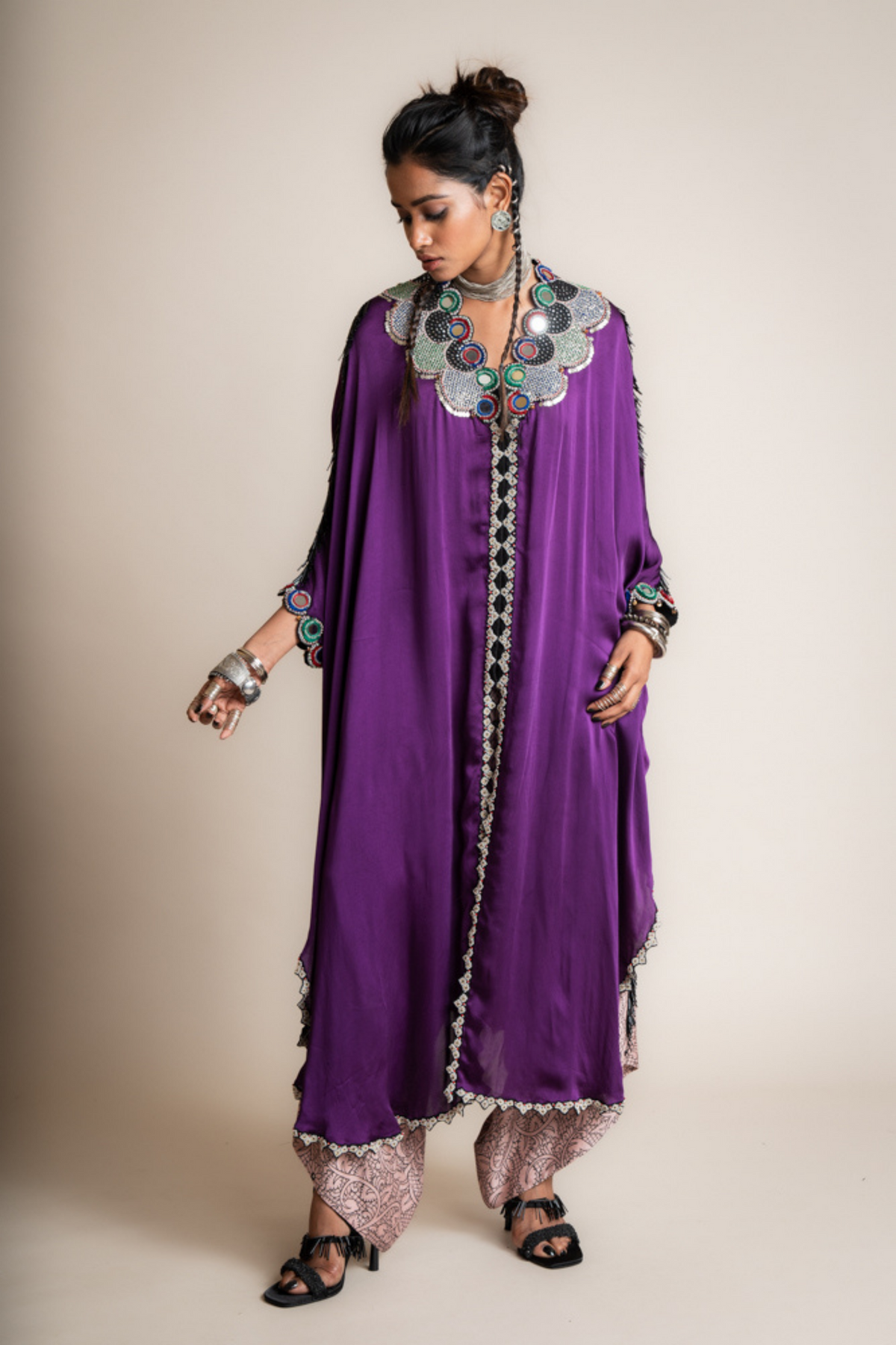 Purple Triangle Cape And Drape Pant