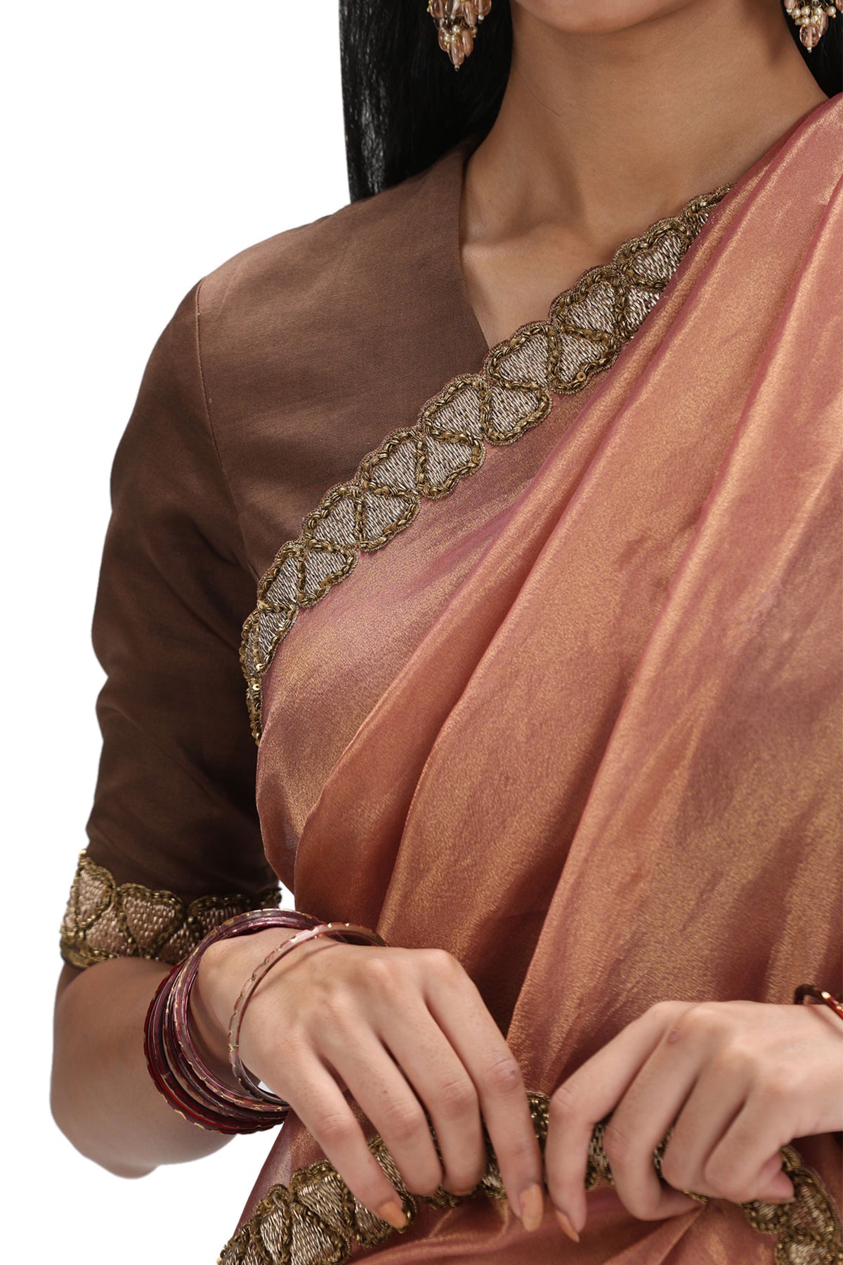 Mahendrani Fondant Pink Saree Set