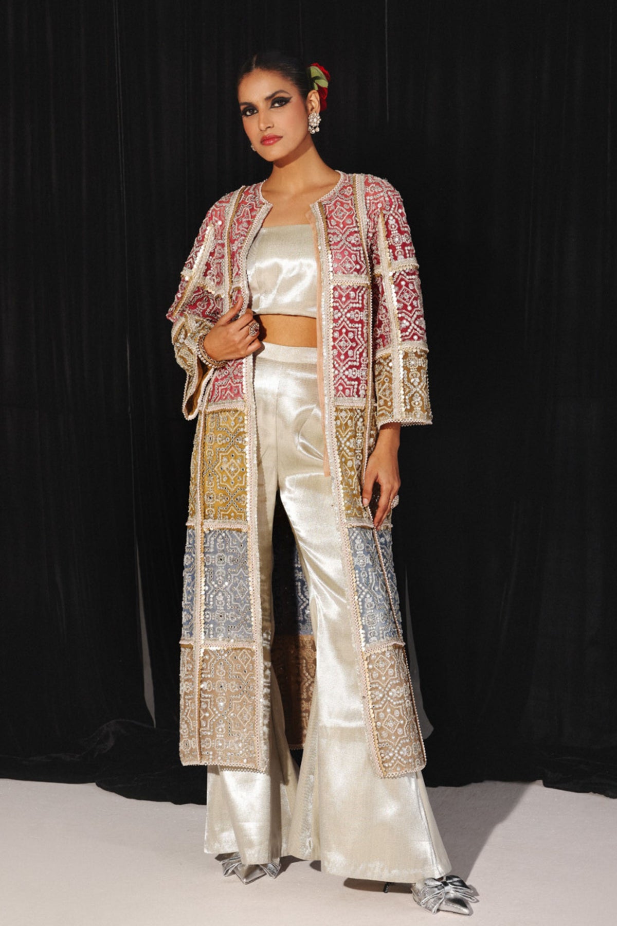 Embellished Multi Colour Long Jacket