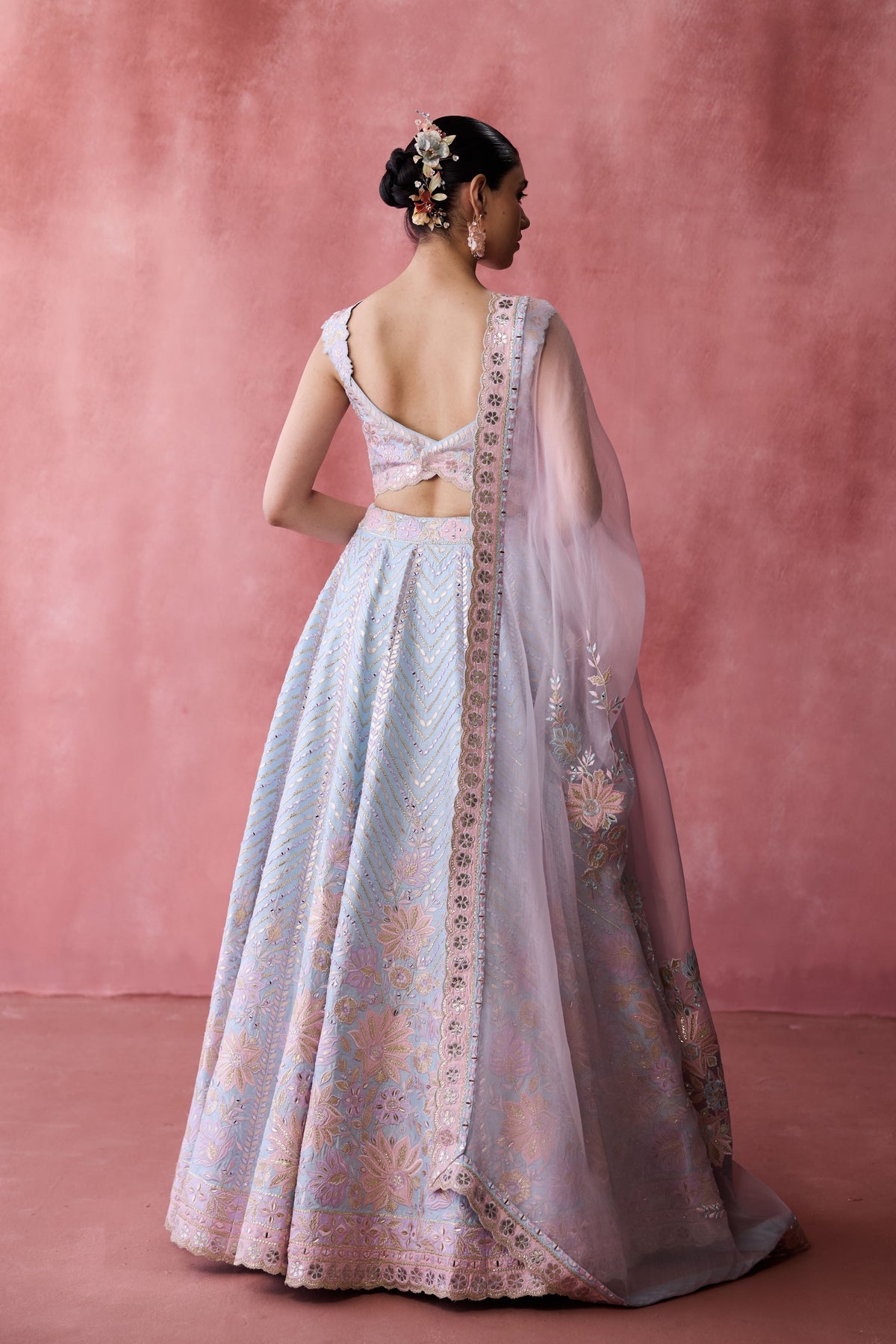 Powder Blue Mirror Lehenga Set