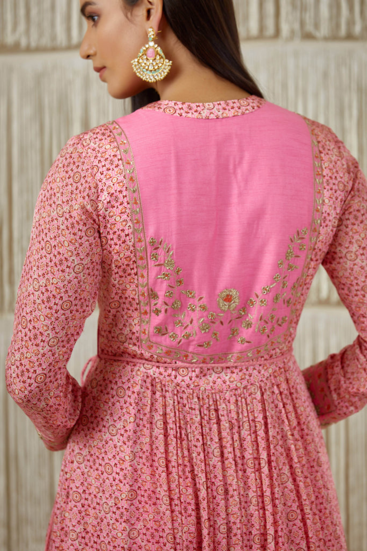 Pink anarkali set