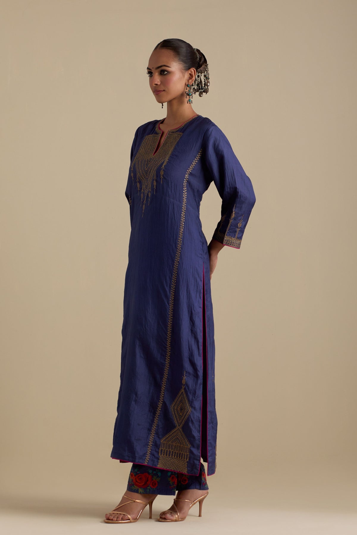 Blue Silk Straight Kurta Set