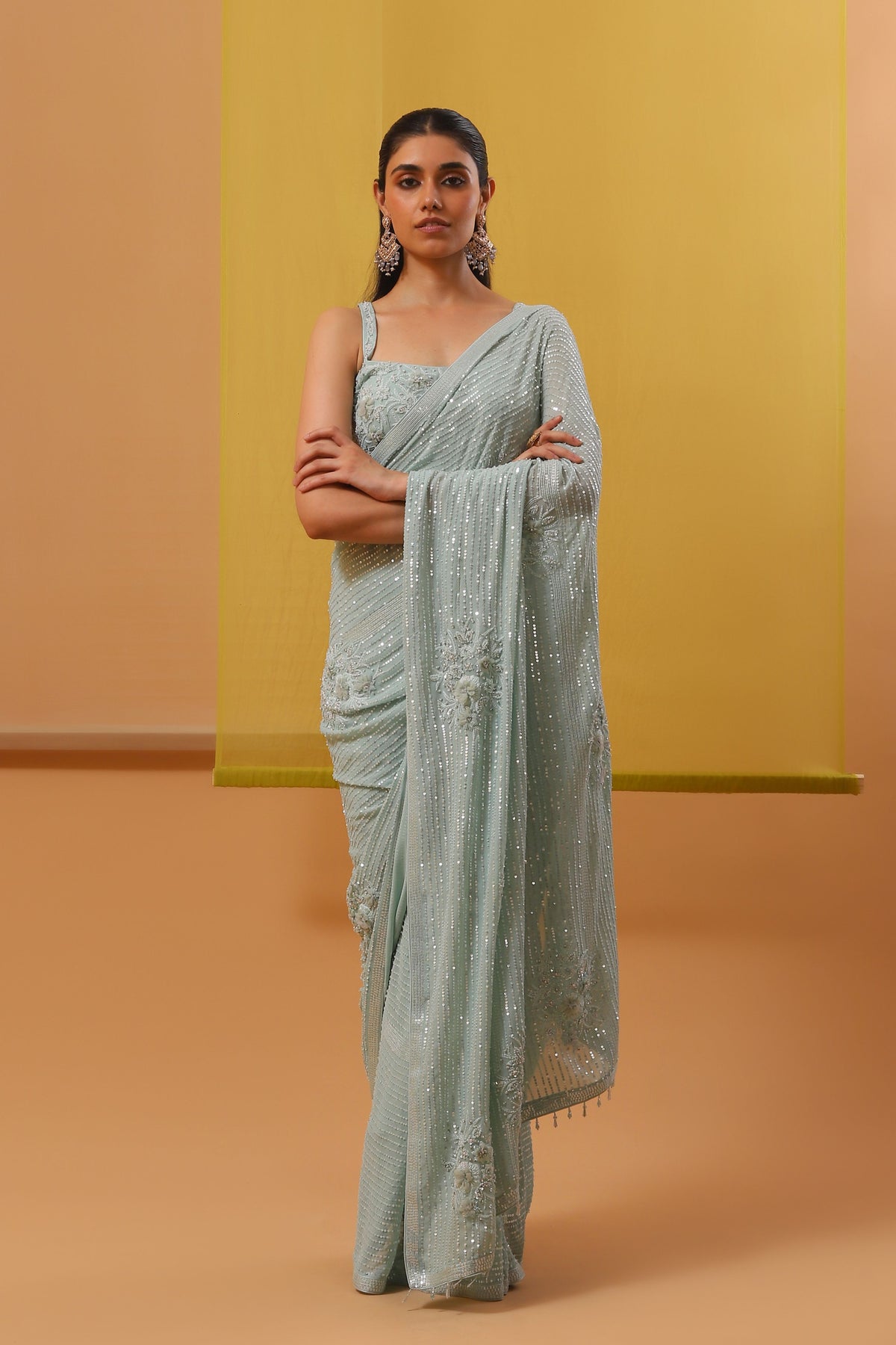 Pale Turquoise Alina Saree Set