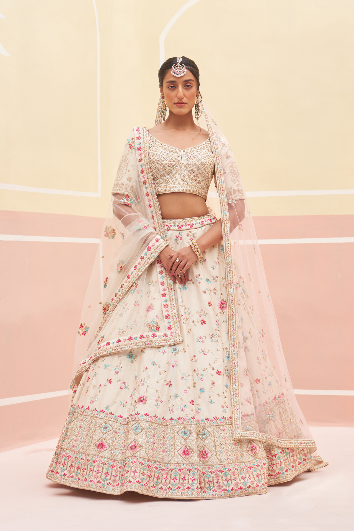 Ivory Silk Lehenga Set