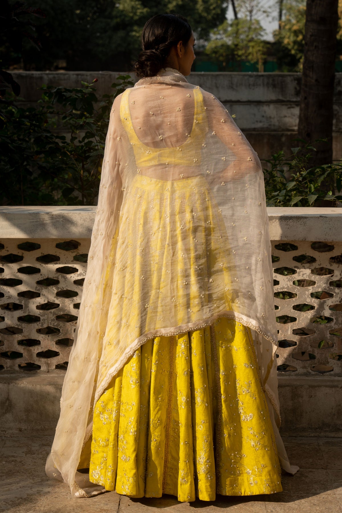 Lime Yellow Embroidered Lehenga Set