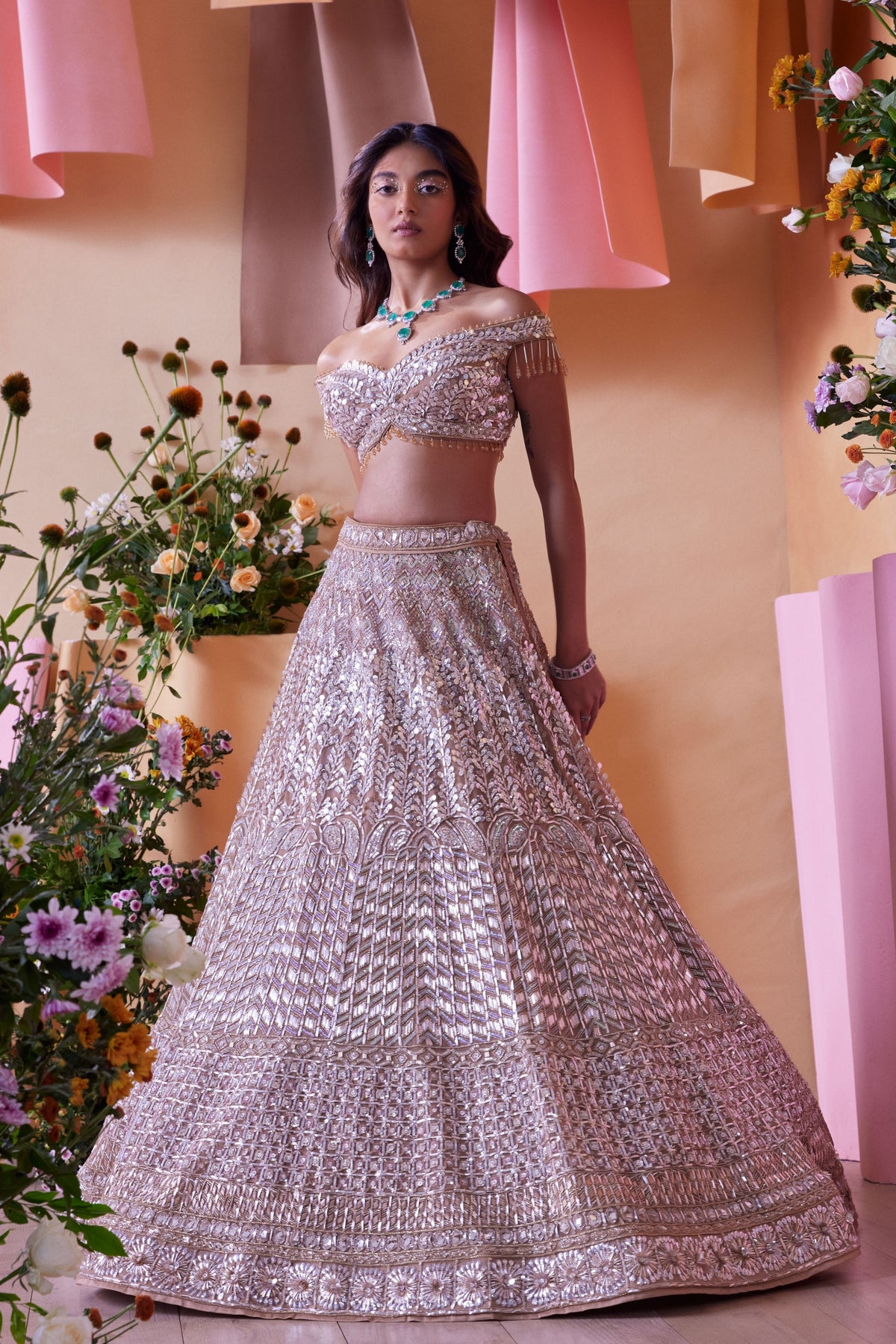 Beige Lehenga Set