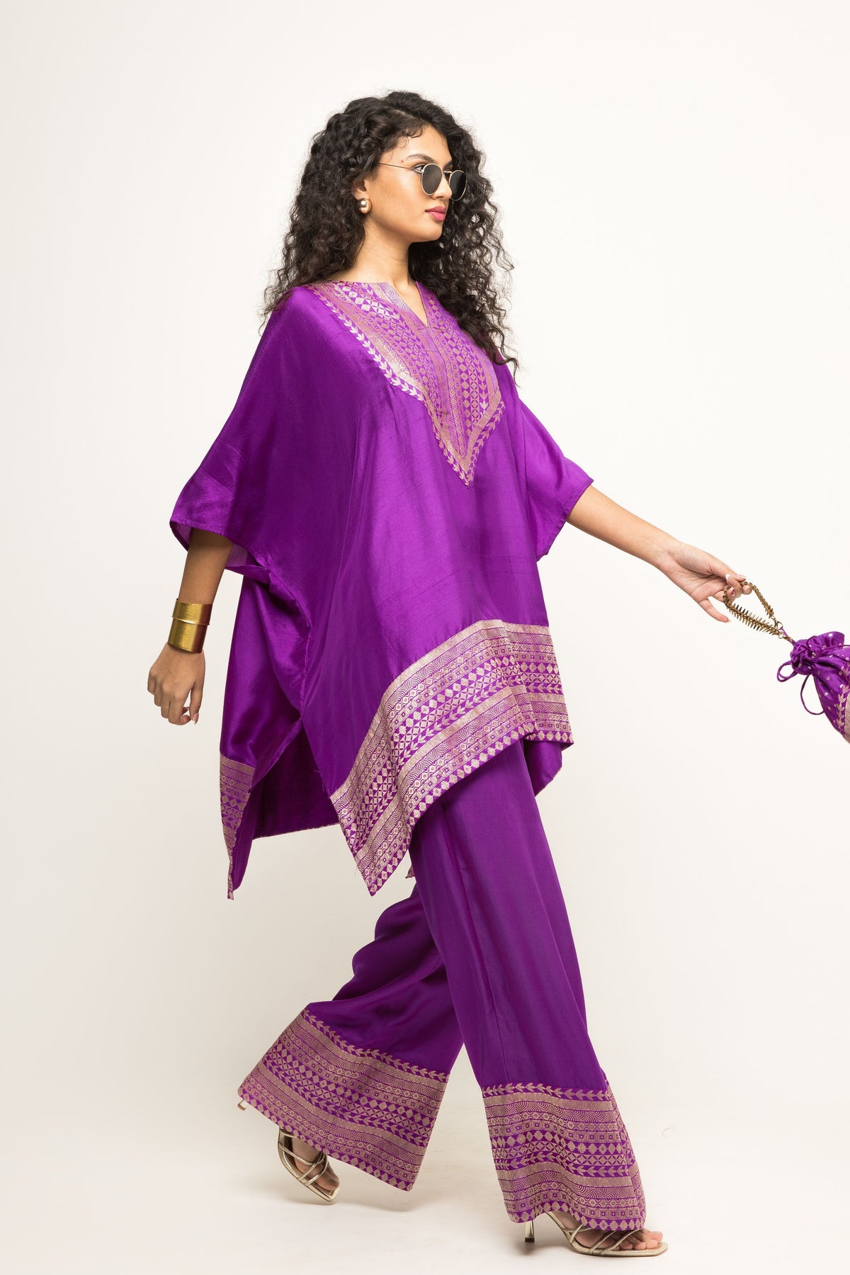 Triya Asymmetrical Purple Tunic Set