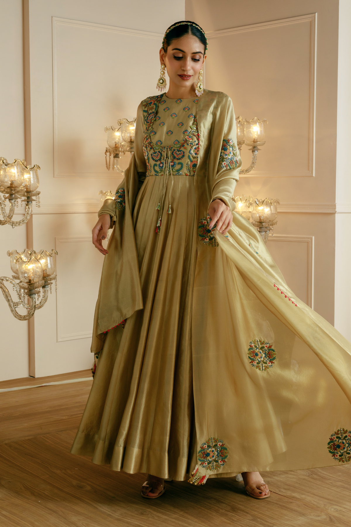 Golden Anarkali Set