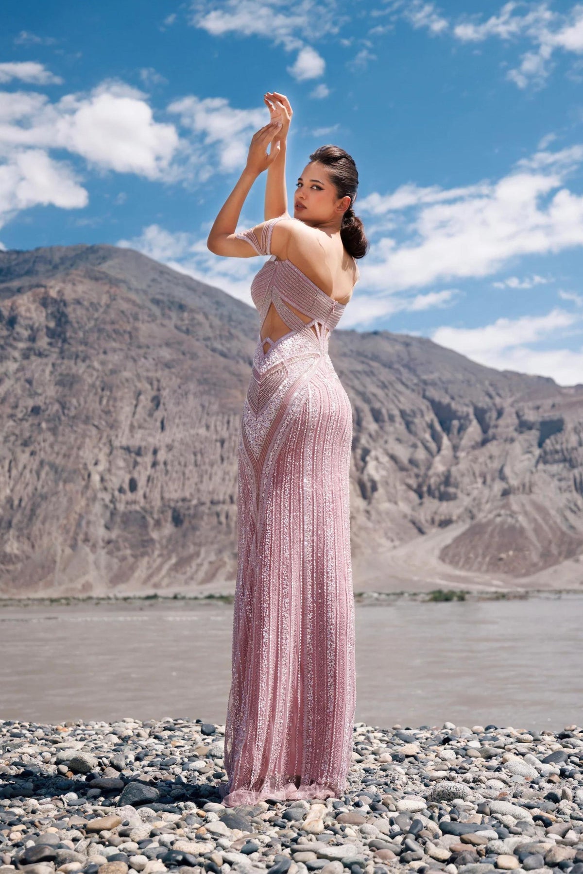 Fresh pink cut-out gown