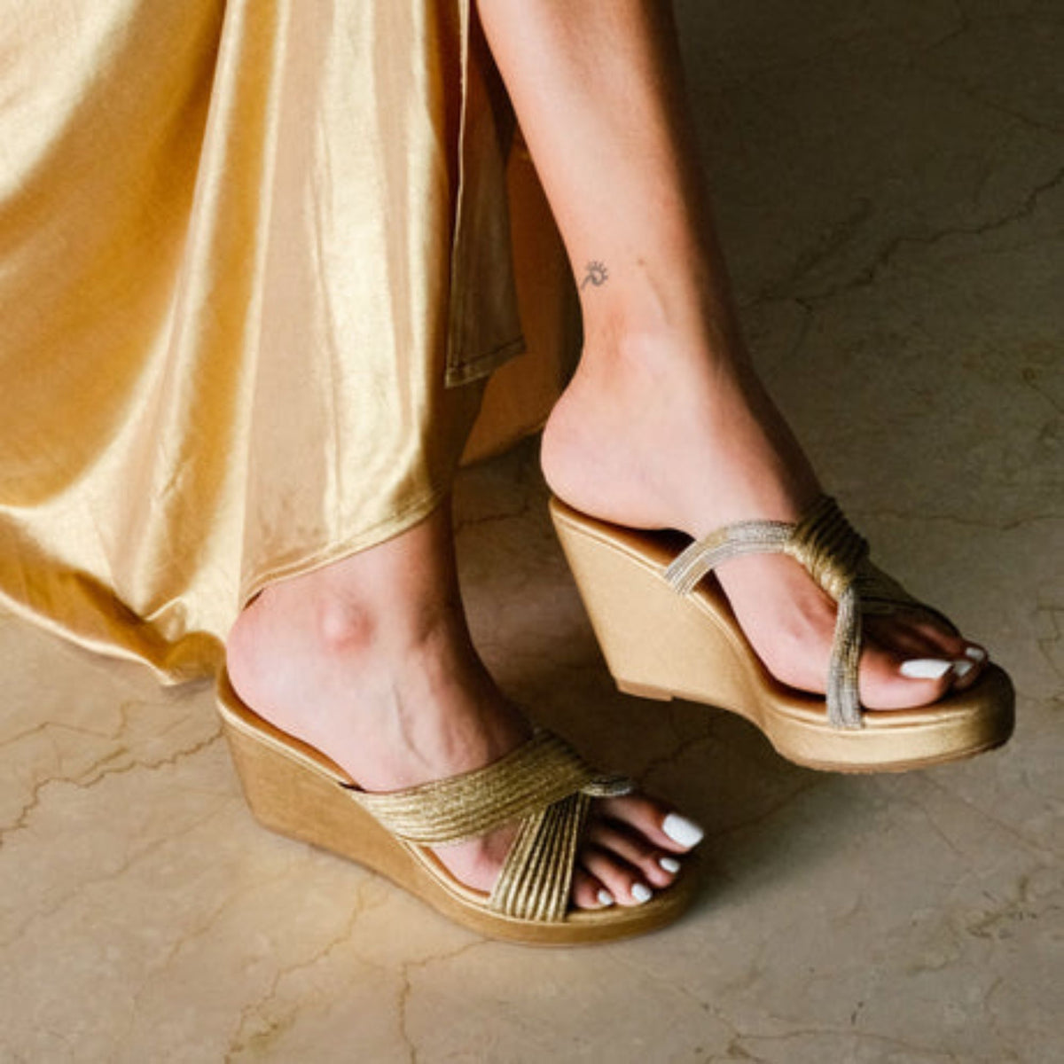 Lulu Antique Gold Wedges