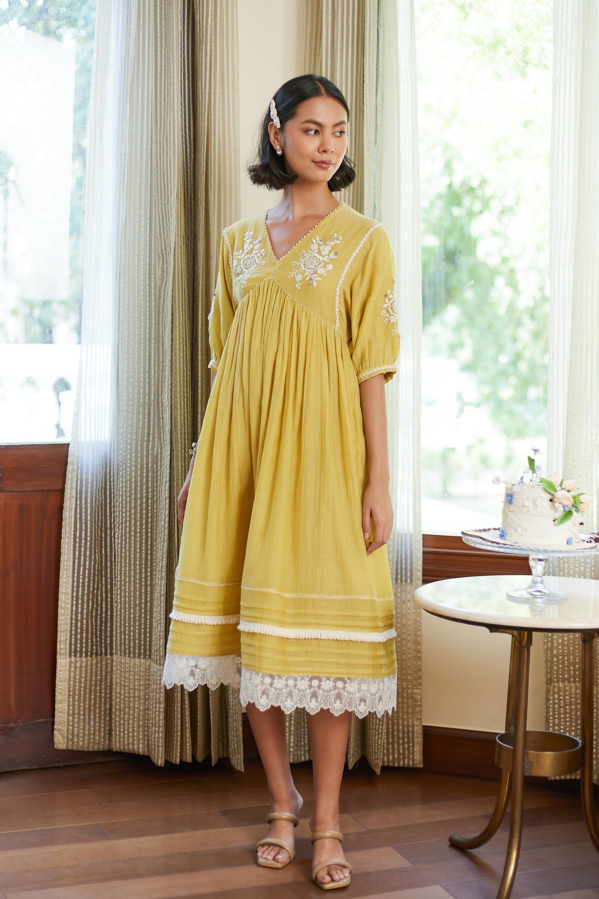 Yellow Old Rose Dress