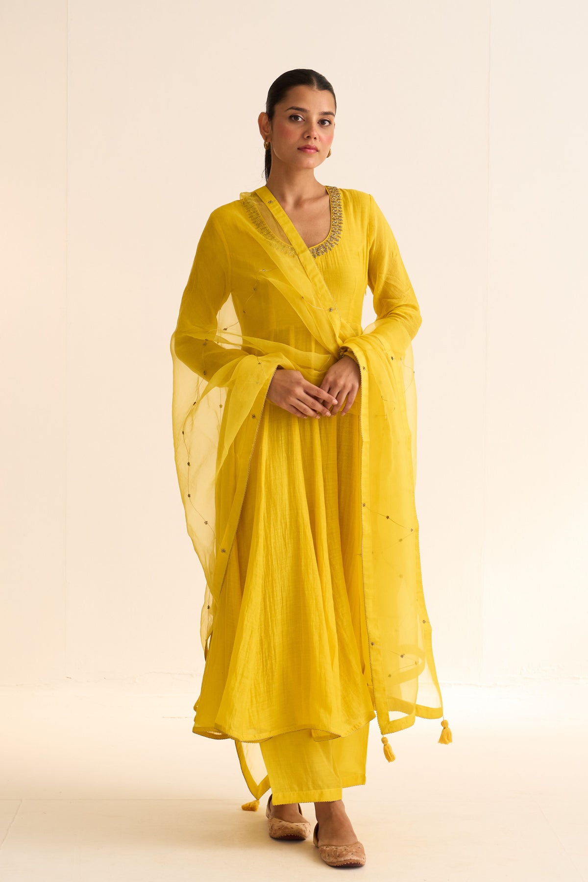 Vara Yellow Ghoomar Anarkali Set