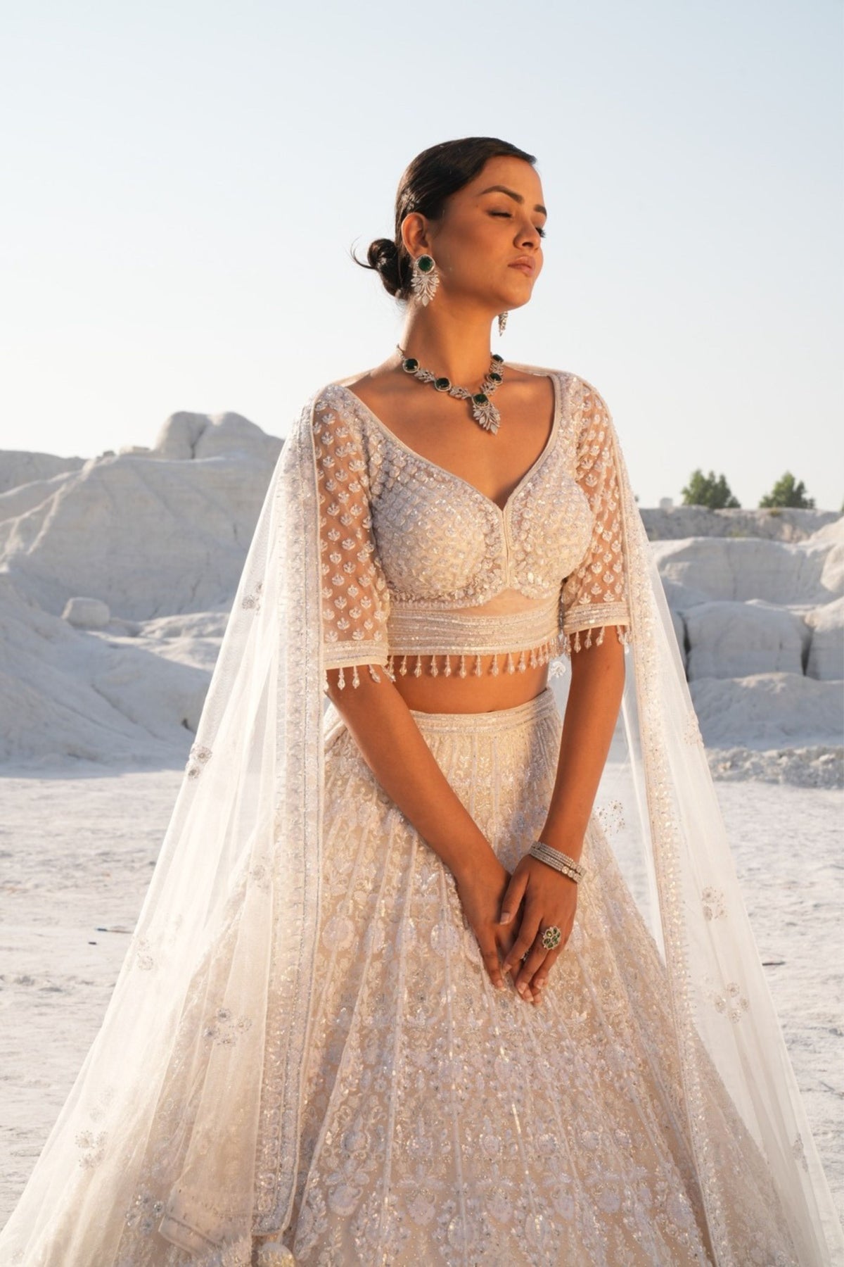 Ivory Embellished Lehenga Set