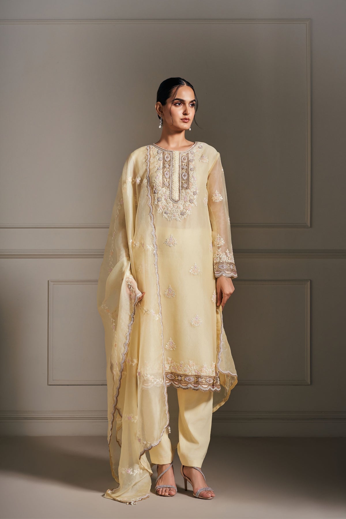 Ethereal Yellow Embellished Kurta Set