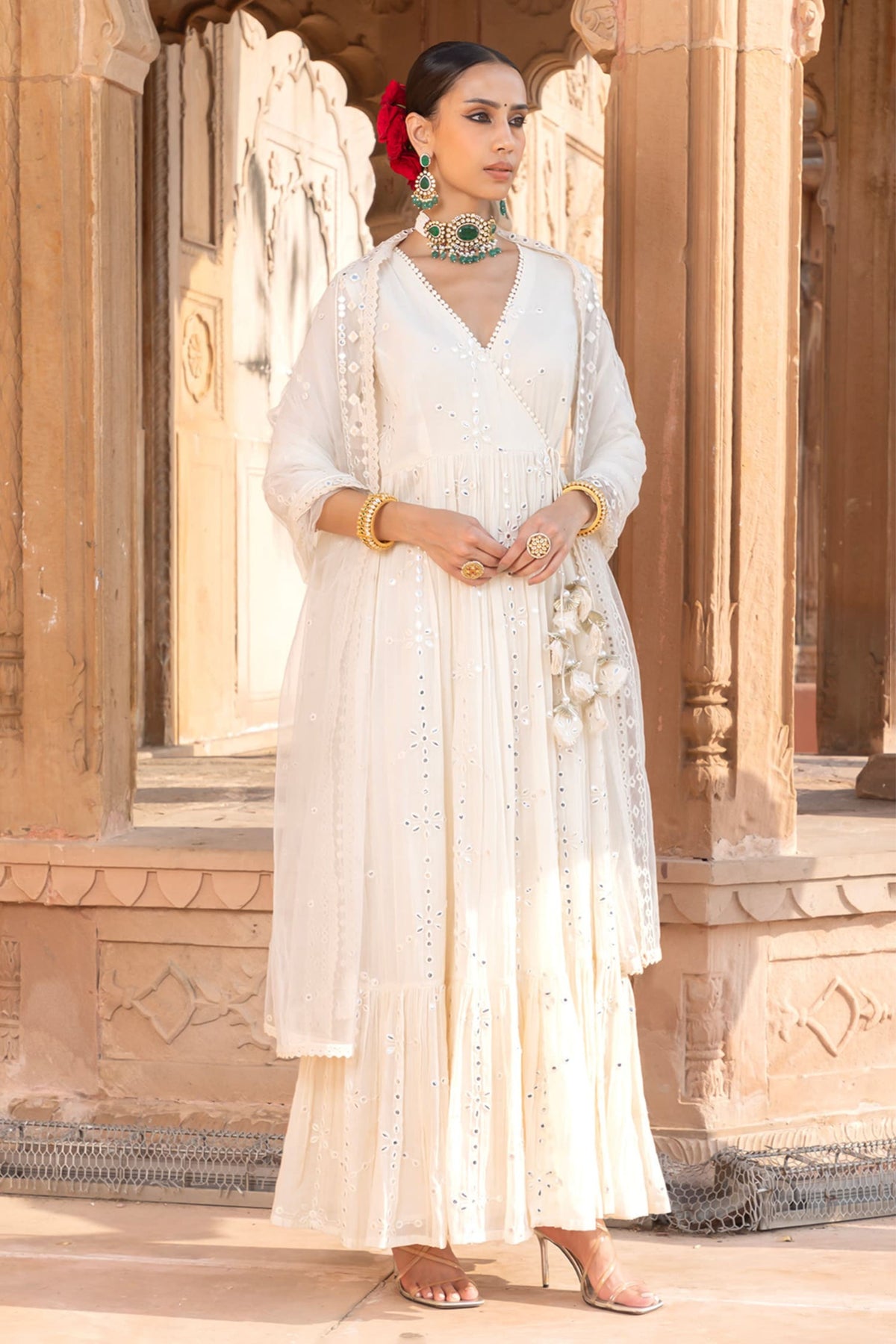 Criss Cross Anarkali With Dupatta