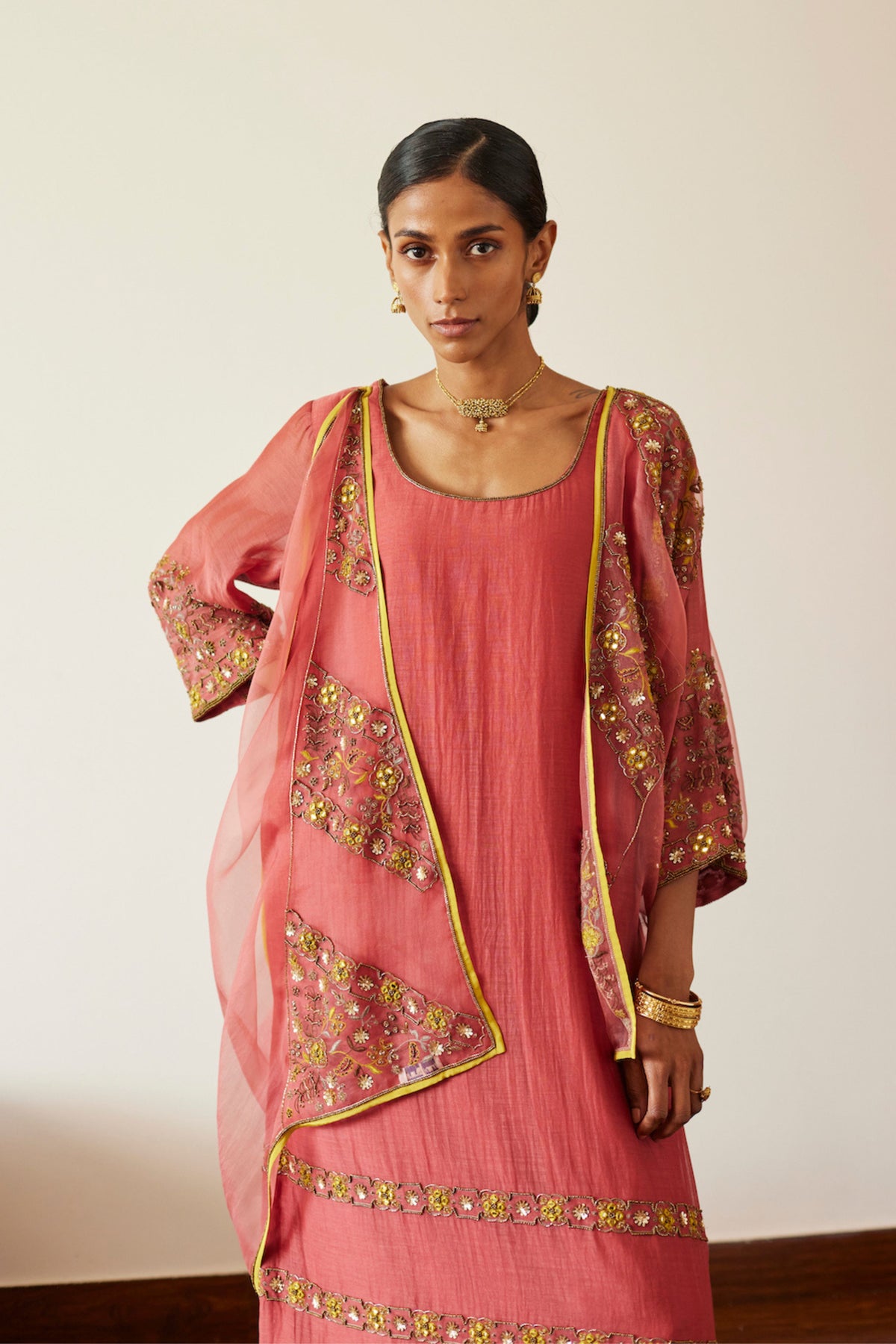 Pink Rekha Dupatta