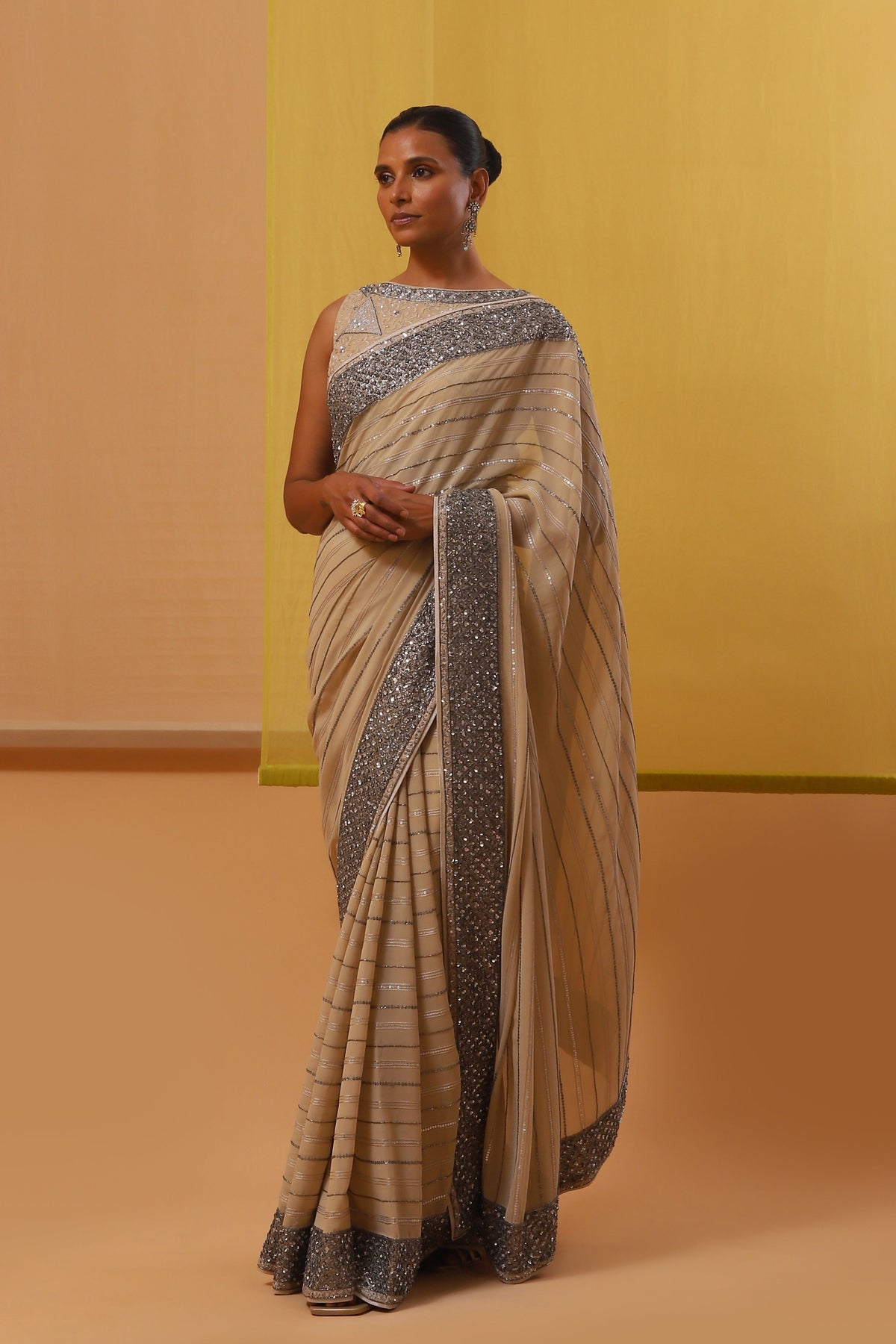 Beige Sidra Saree Set