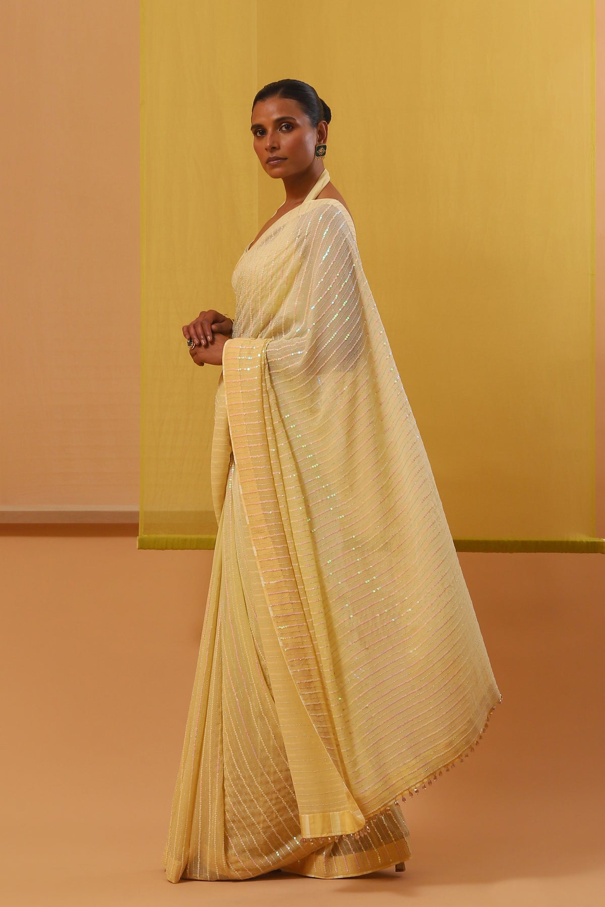 Yellow Narwa Saree Set