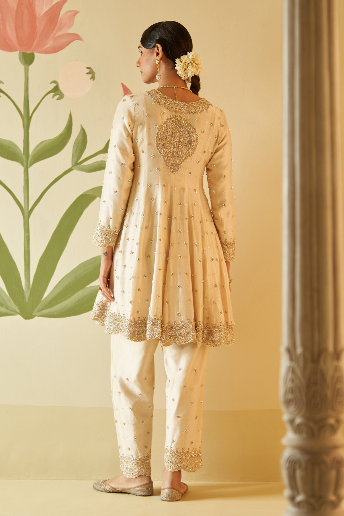 Ivory Chanderi Silk  Anarkali Set