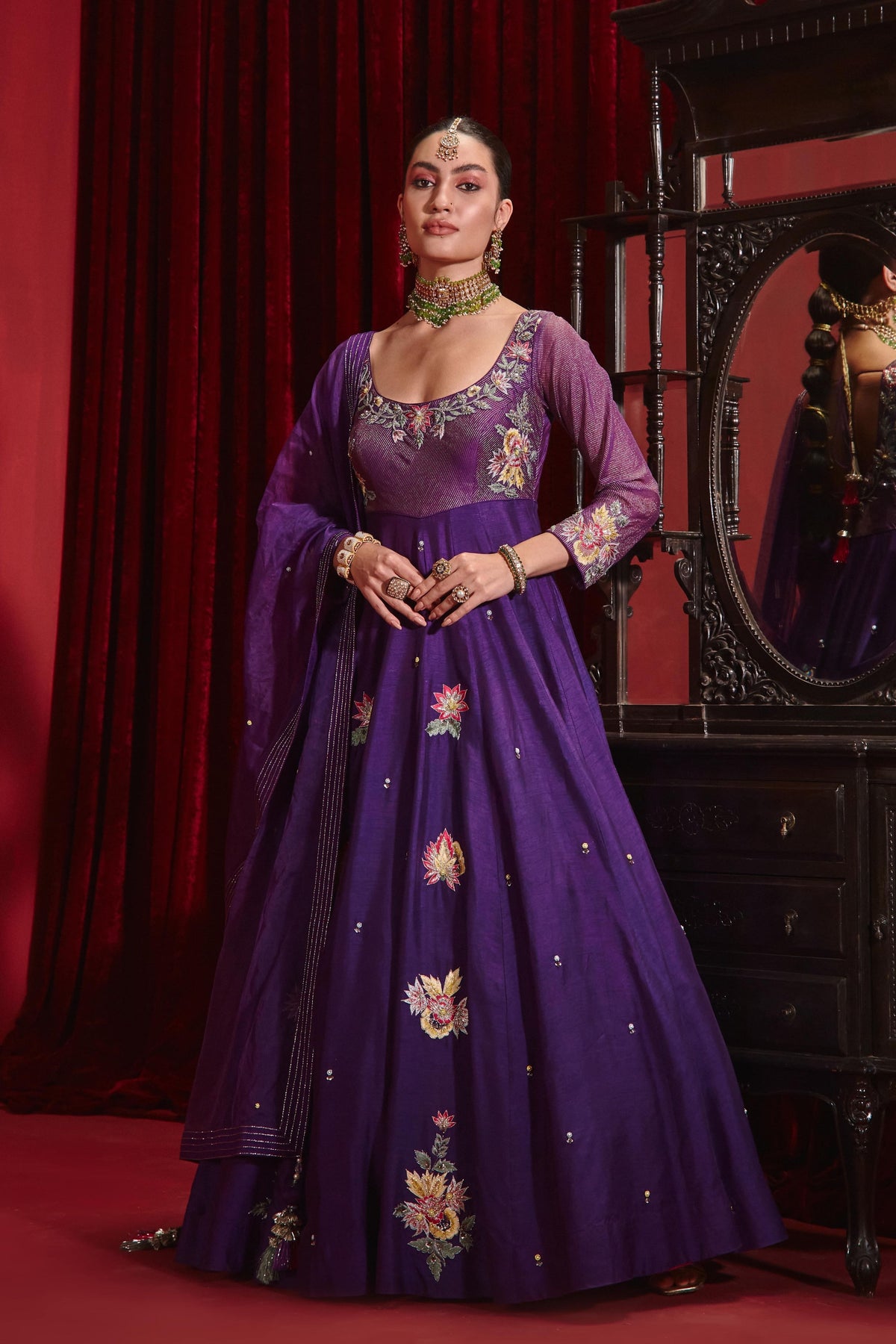 Purple Saloni Anarkali Set