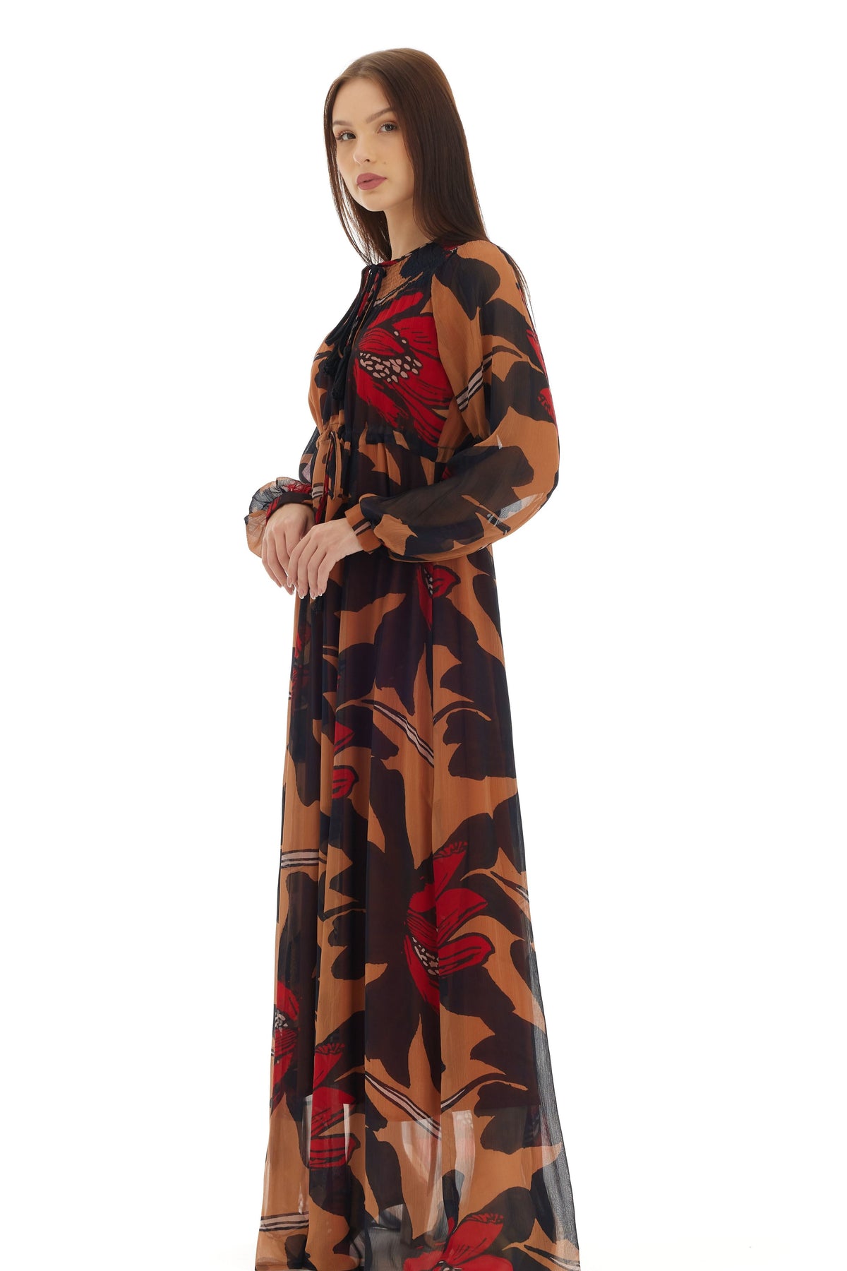 Orange and Brown Kaftan Dress