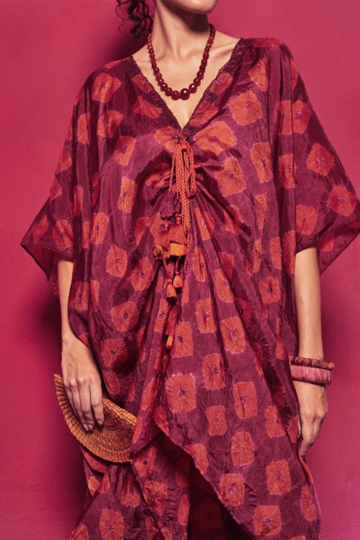 Fuschia Shibori Coco Kaftan Set