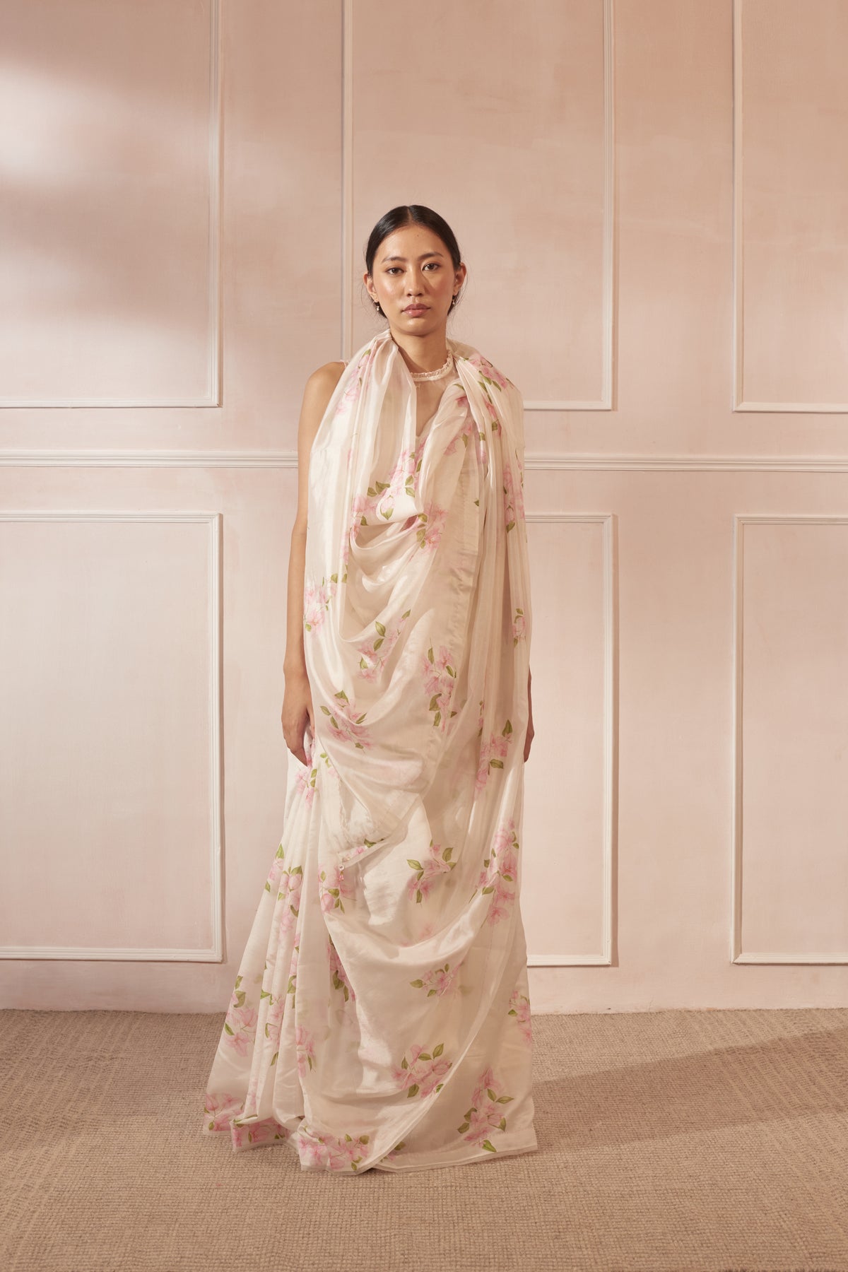 Bougainvillea mulberry organza silk sari