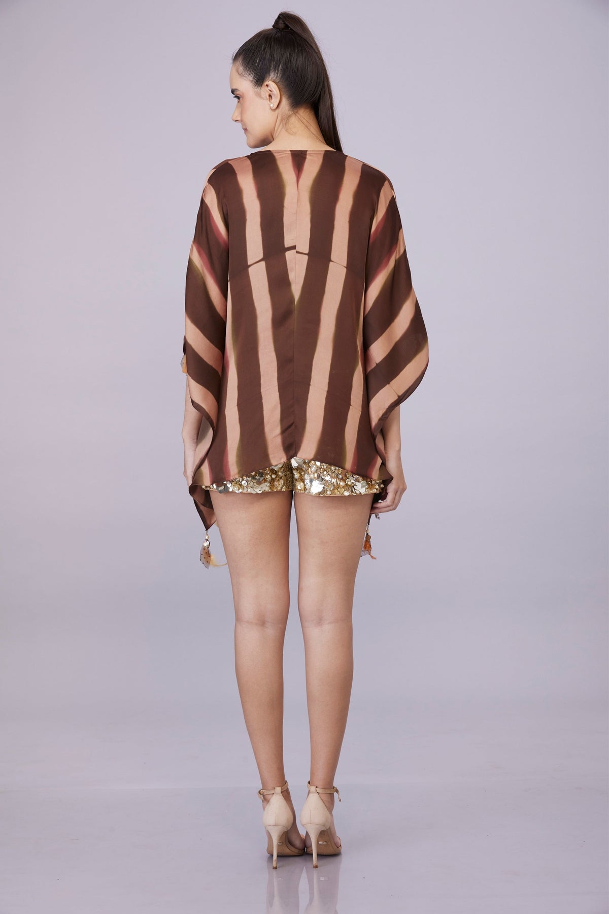 Brown Tye Dye Plain Kaftan