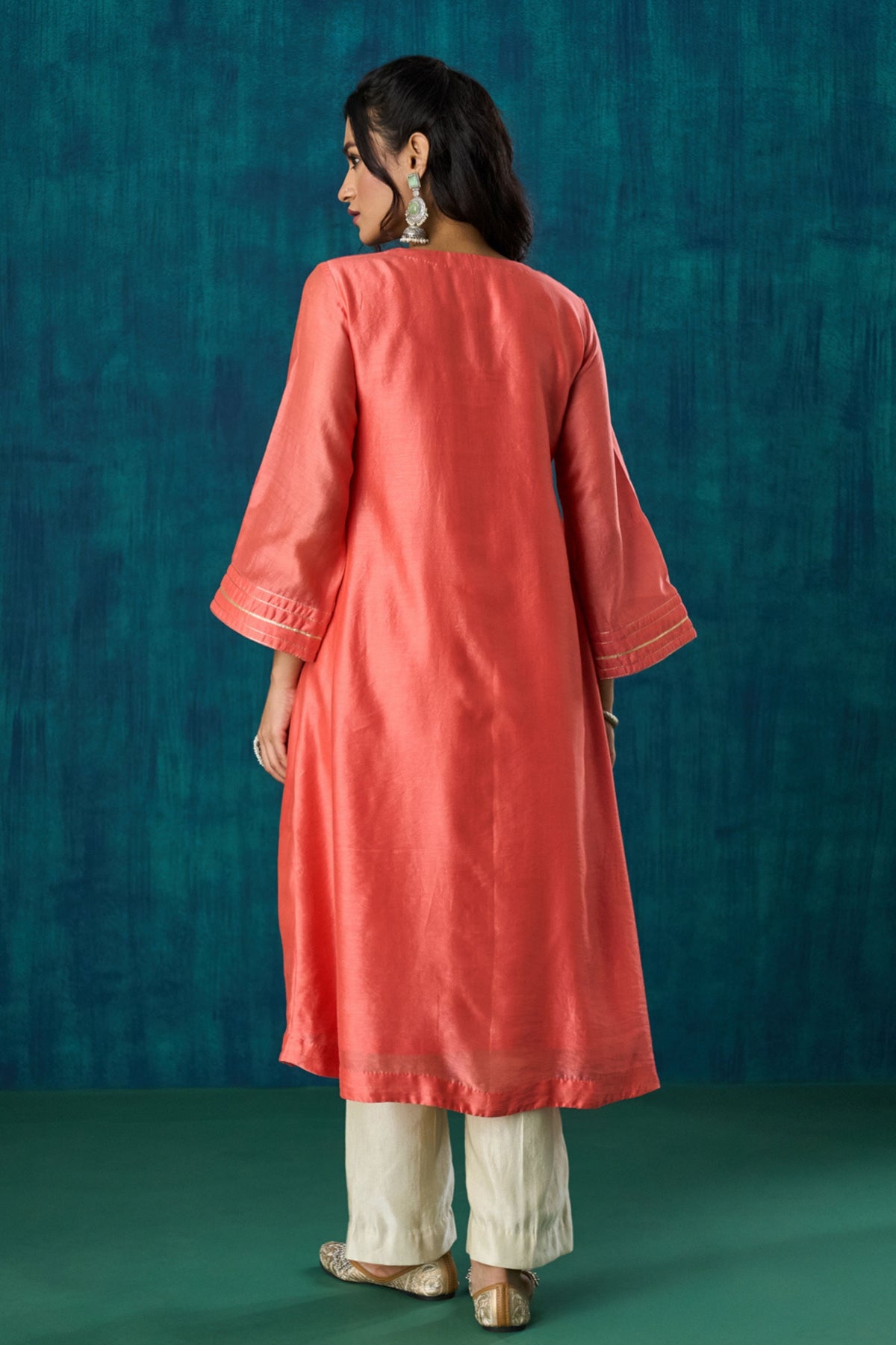 Peach Floral Urvi Kurta Sets