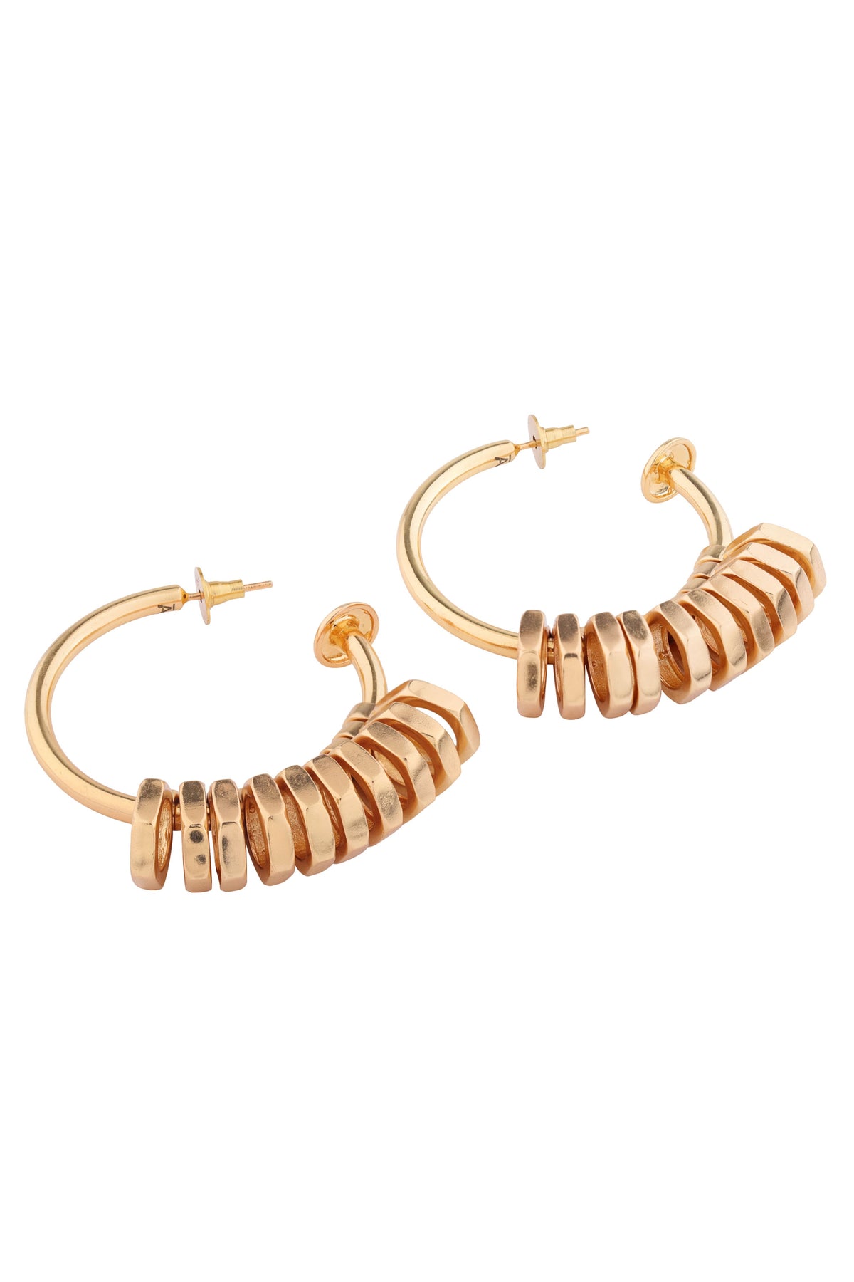 Golden Locknut Hoops Earring