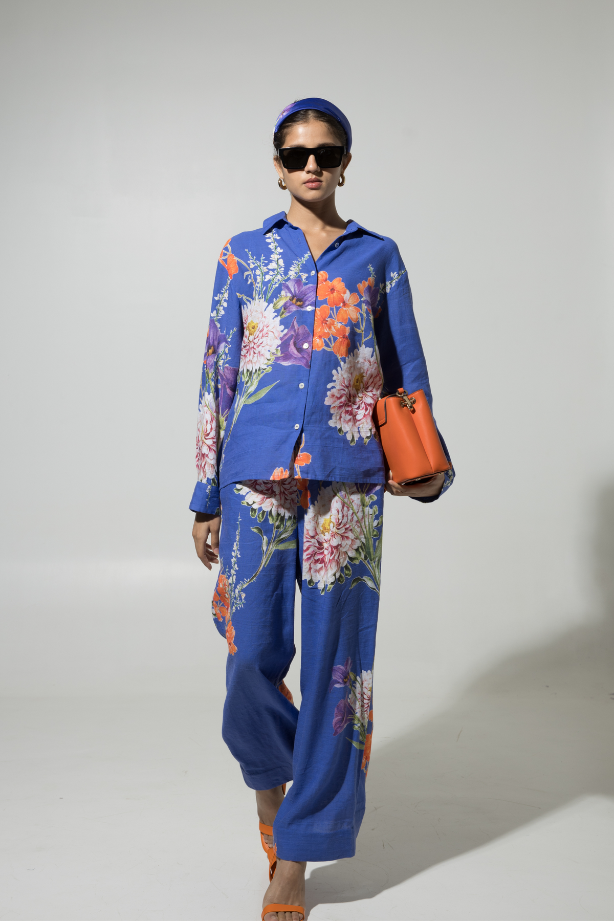 Blue Iris Floral Linen Co-ord Set