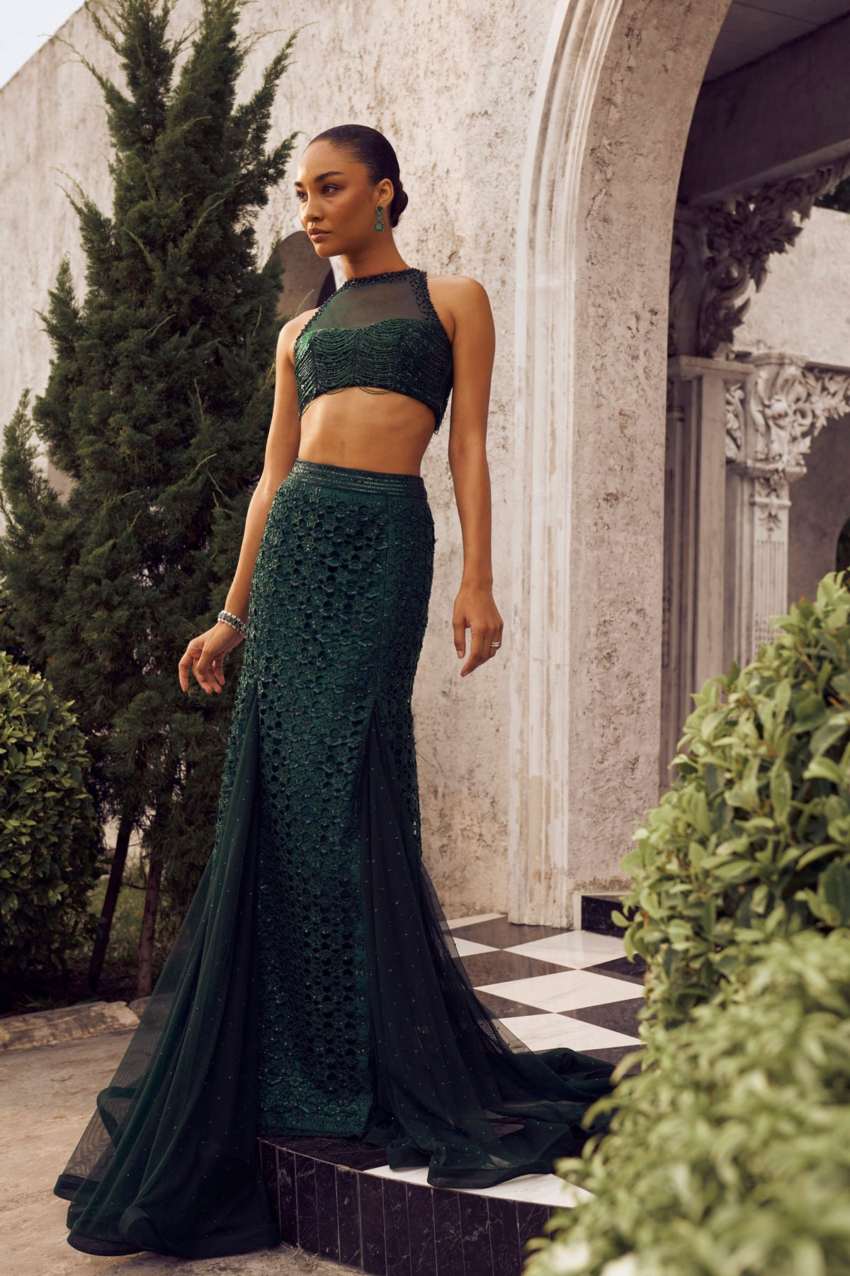 Bottle Green Lehenga Set