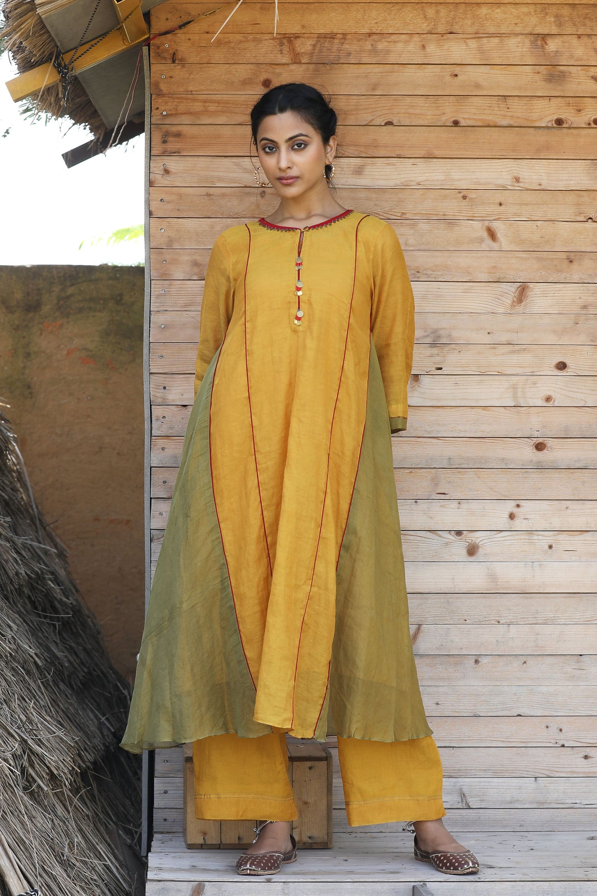 Yellow And Green Kurta Set