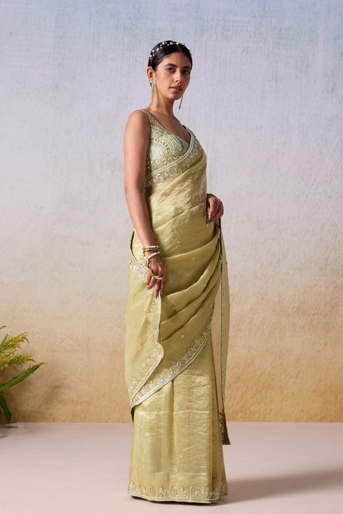 Sage Green Saree