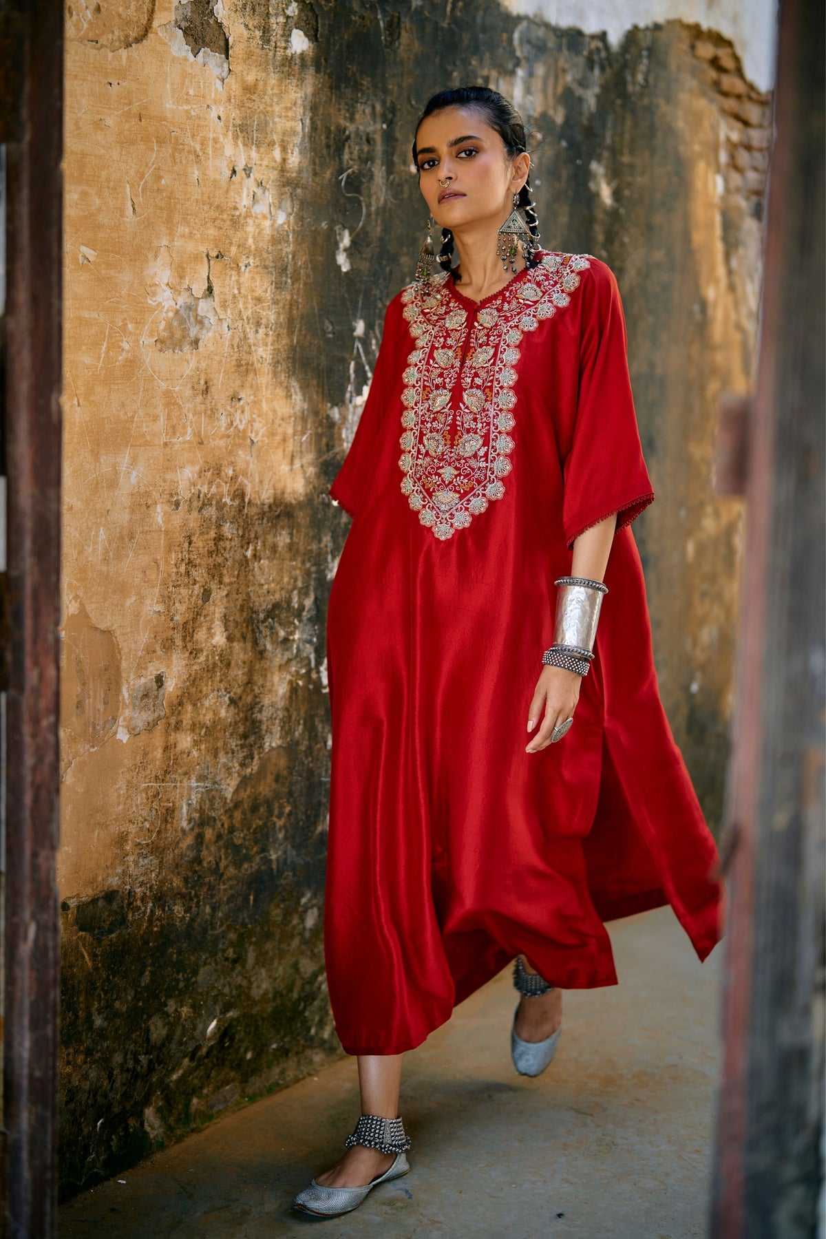 Embroidered Red Kaftan