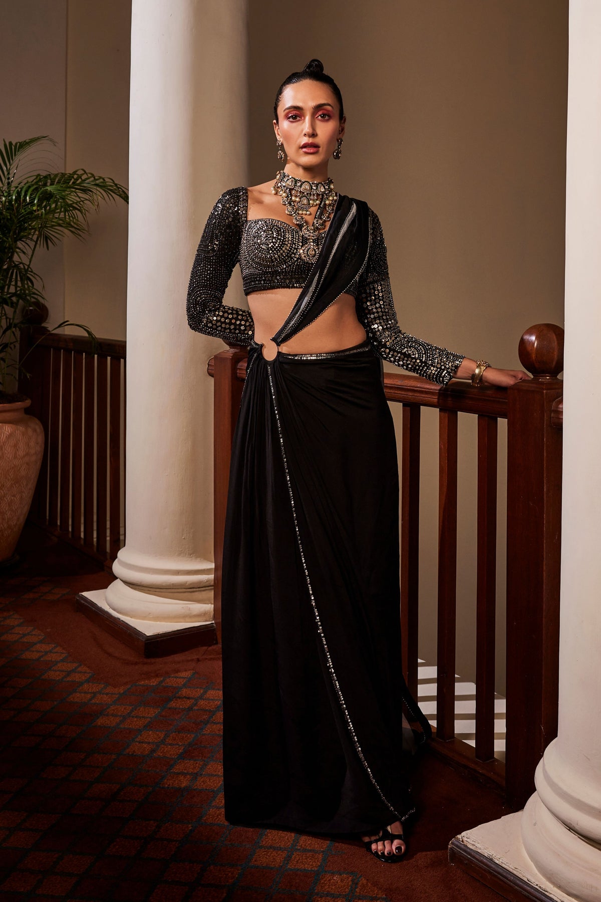 Black Drape Saree