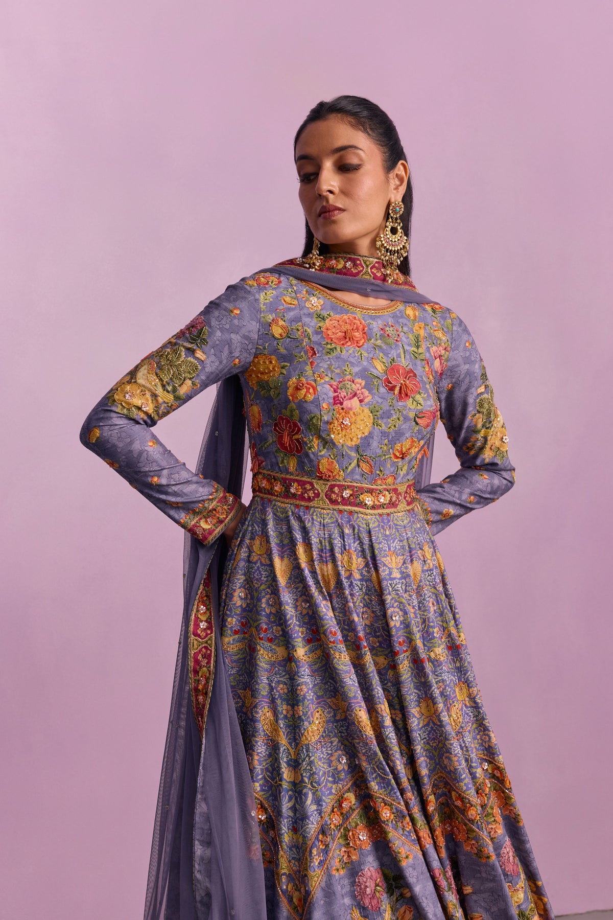 Purple Tahira Anarkali Set