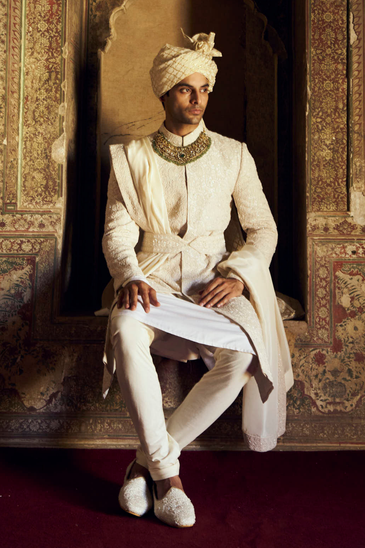 Ivory Sherwani With Kurta Set