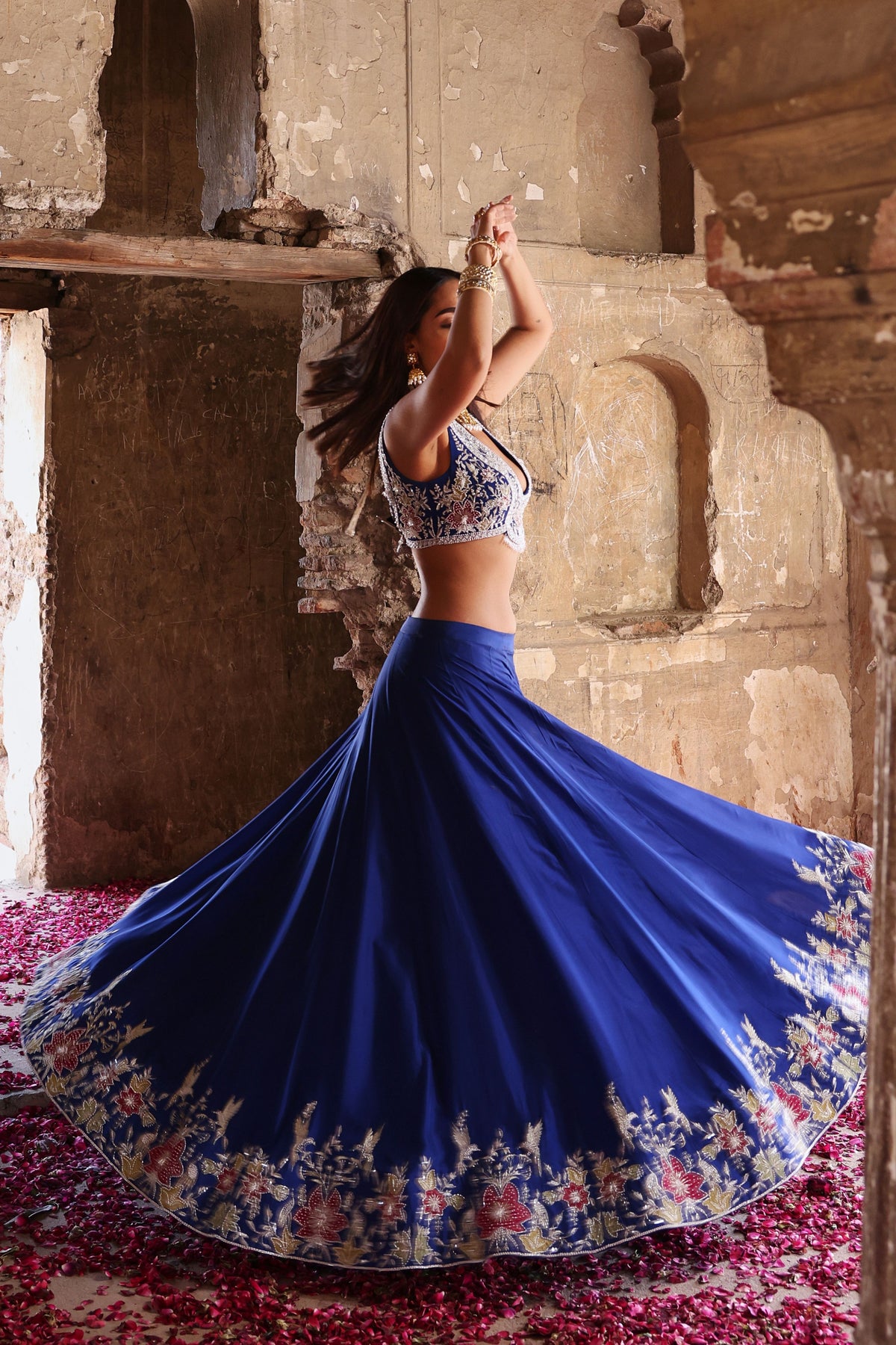 Meera Lehenga in Electric Blue