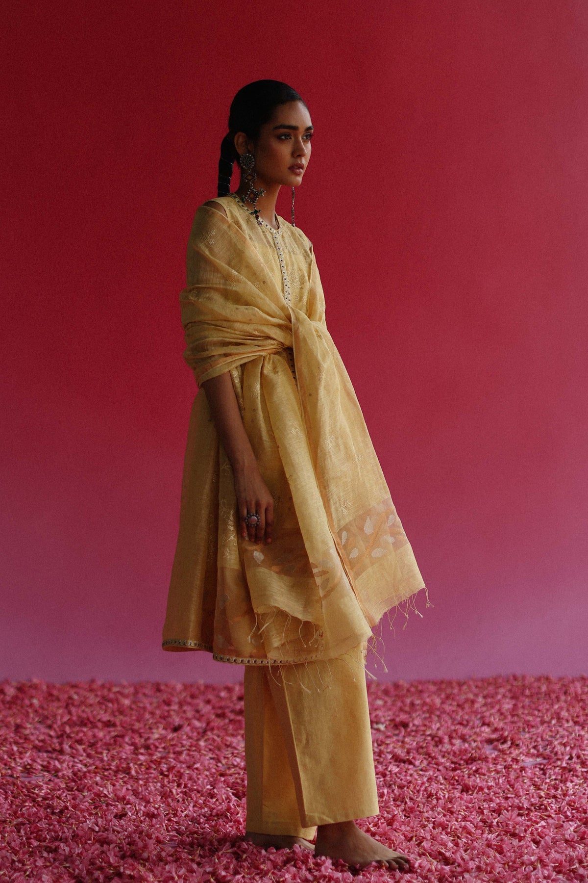 Pushti Yellow Jacket Kurta