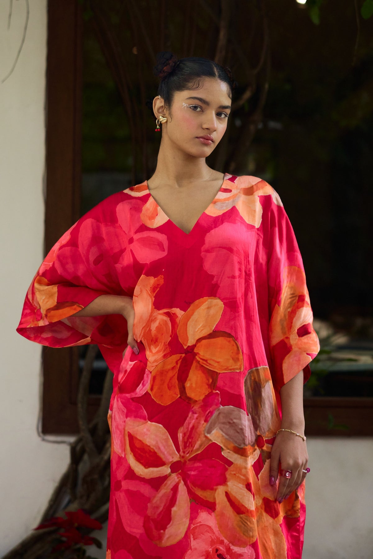 V-neck Printed Kaftan