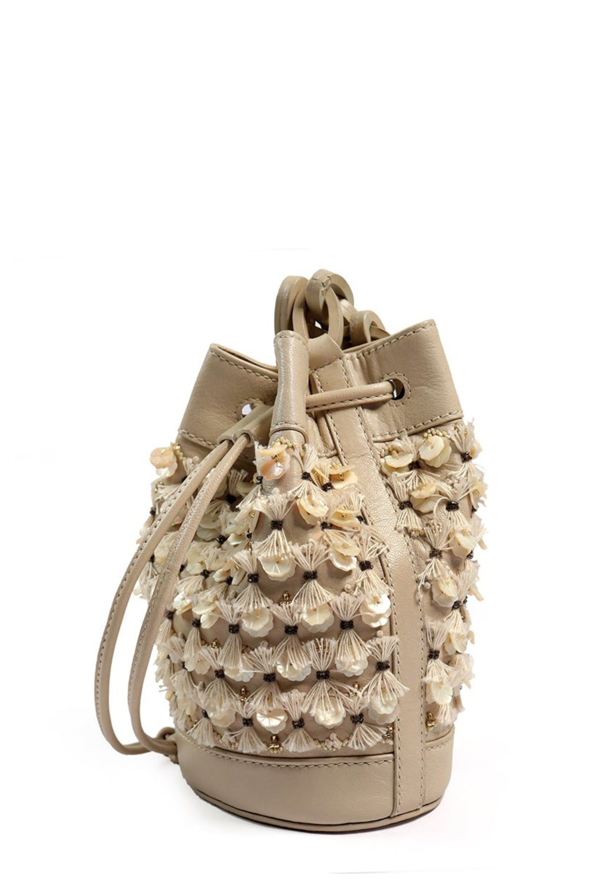 Lilac ivory bucket bag