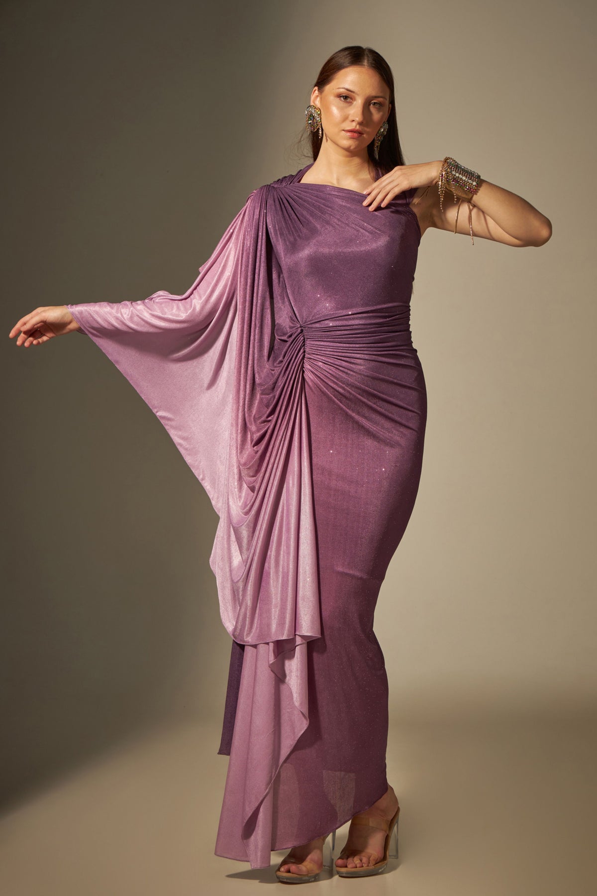 Purple Draped Gown