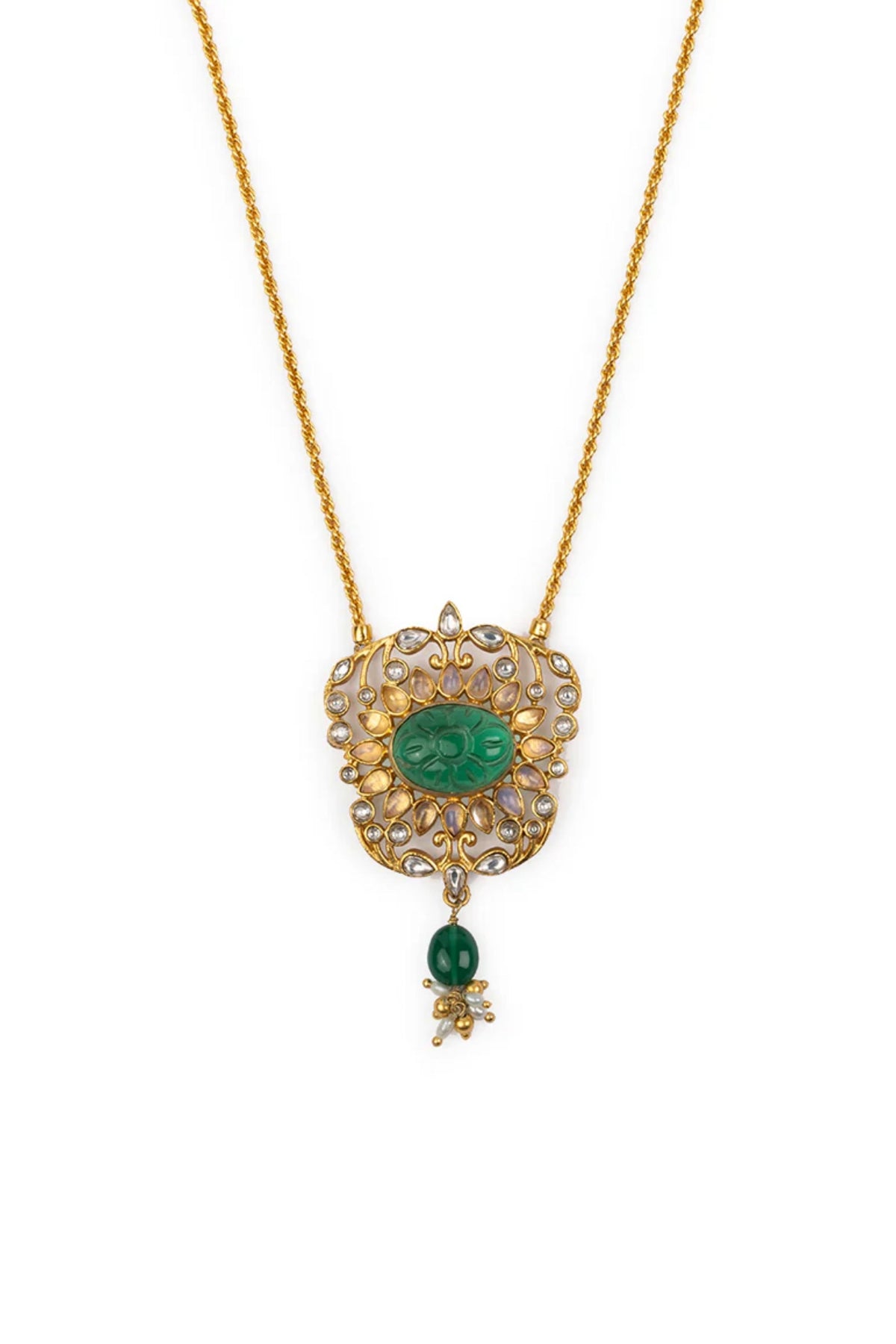 Gulmohar Mini Floralia Necklace Green