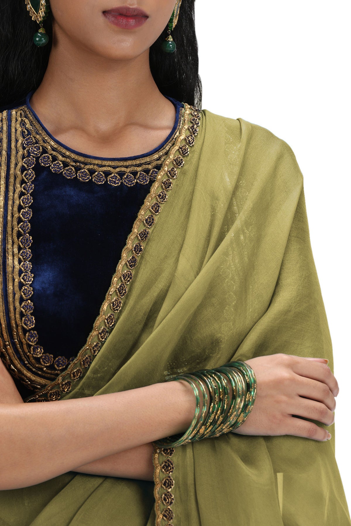 Laksmih Olive Saree Set