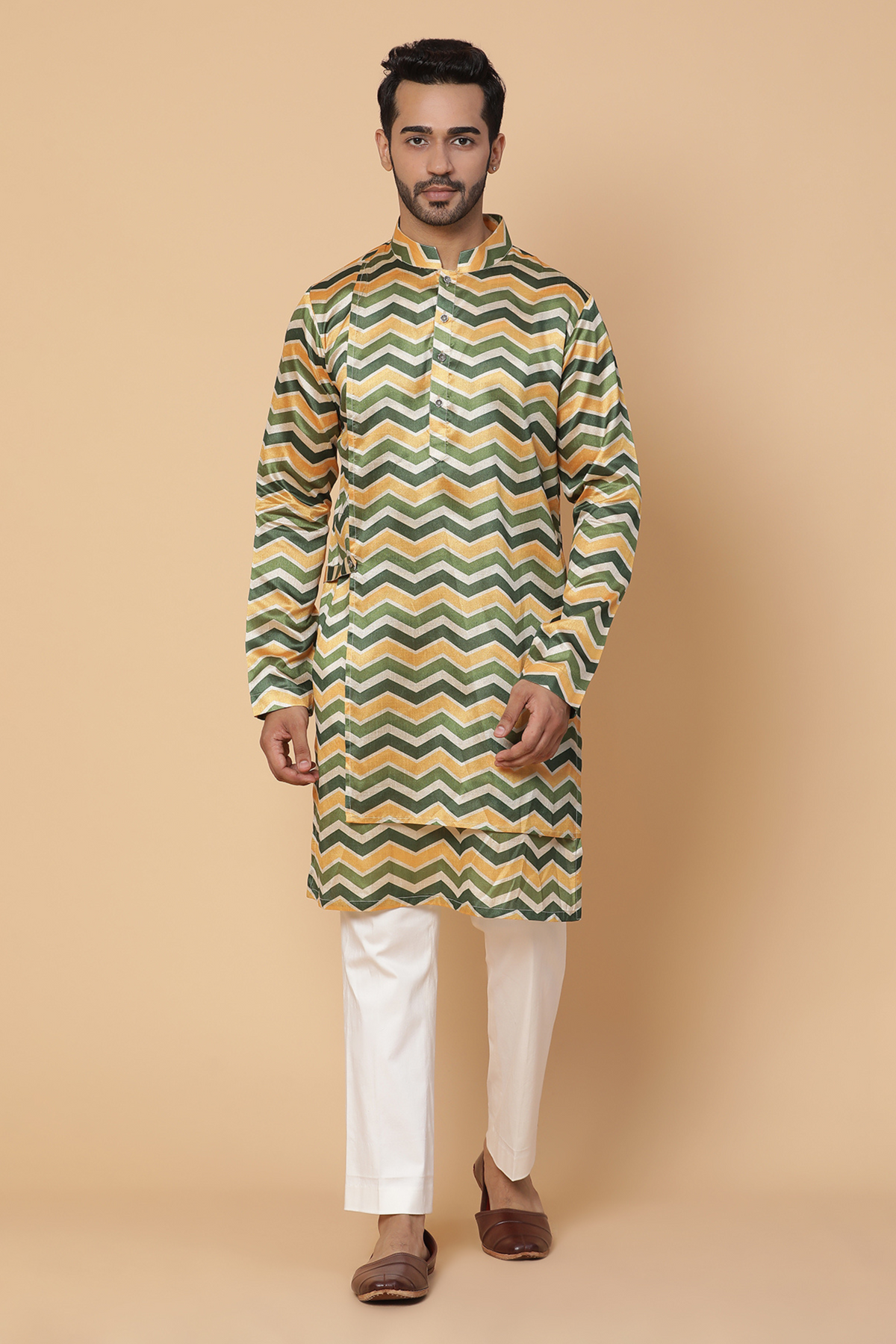 Cheveron silk kurta