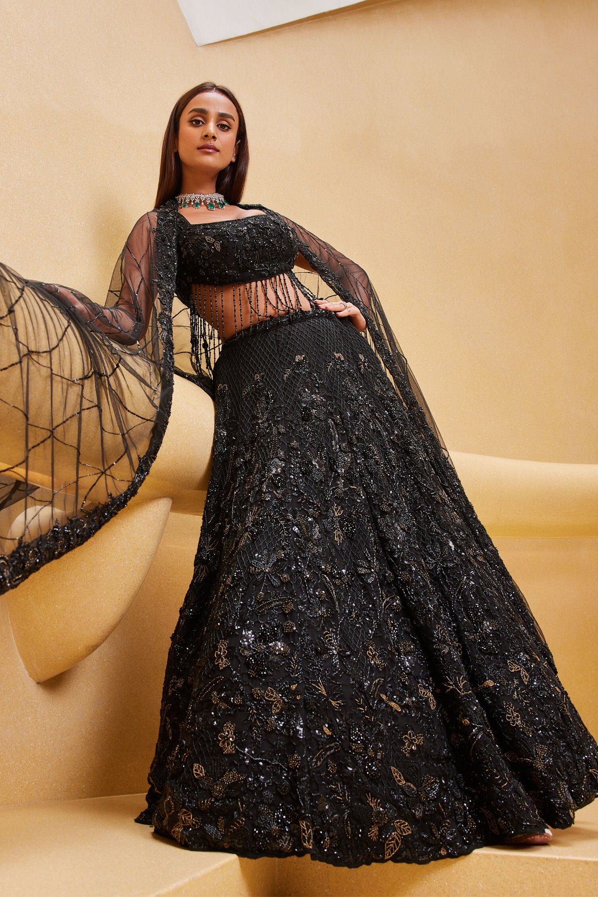 Black Hand Embroidered Lehenga Set