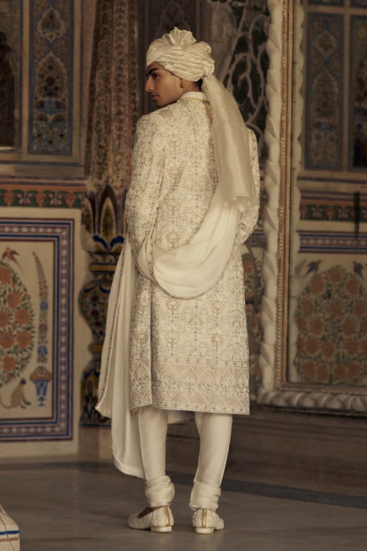 Ivory and Beige Sherwani Set